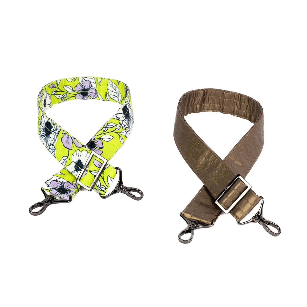 Adjustable 2pc Bag Straps - 1.5&quot; - GARDENIA GREEN METALLIC WALNUT - Strap_GardeniaGreen_MetallicWalnut_01