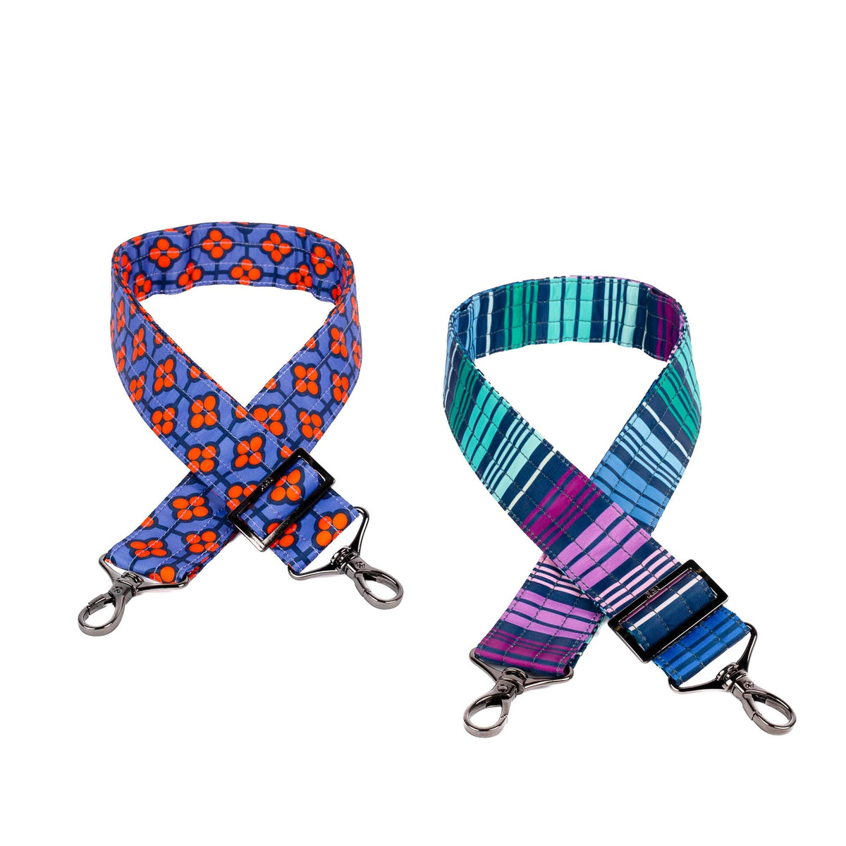 Adjustable 2pc Bag Straps - 1.5&quot; - VERY BERRY BLUE LOVE STRIPE MULTI - Strap_VeryBerryBlue_LoveStripeMulti_01
