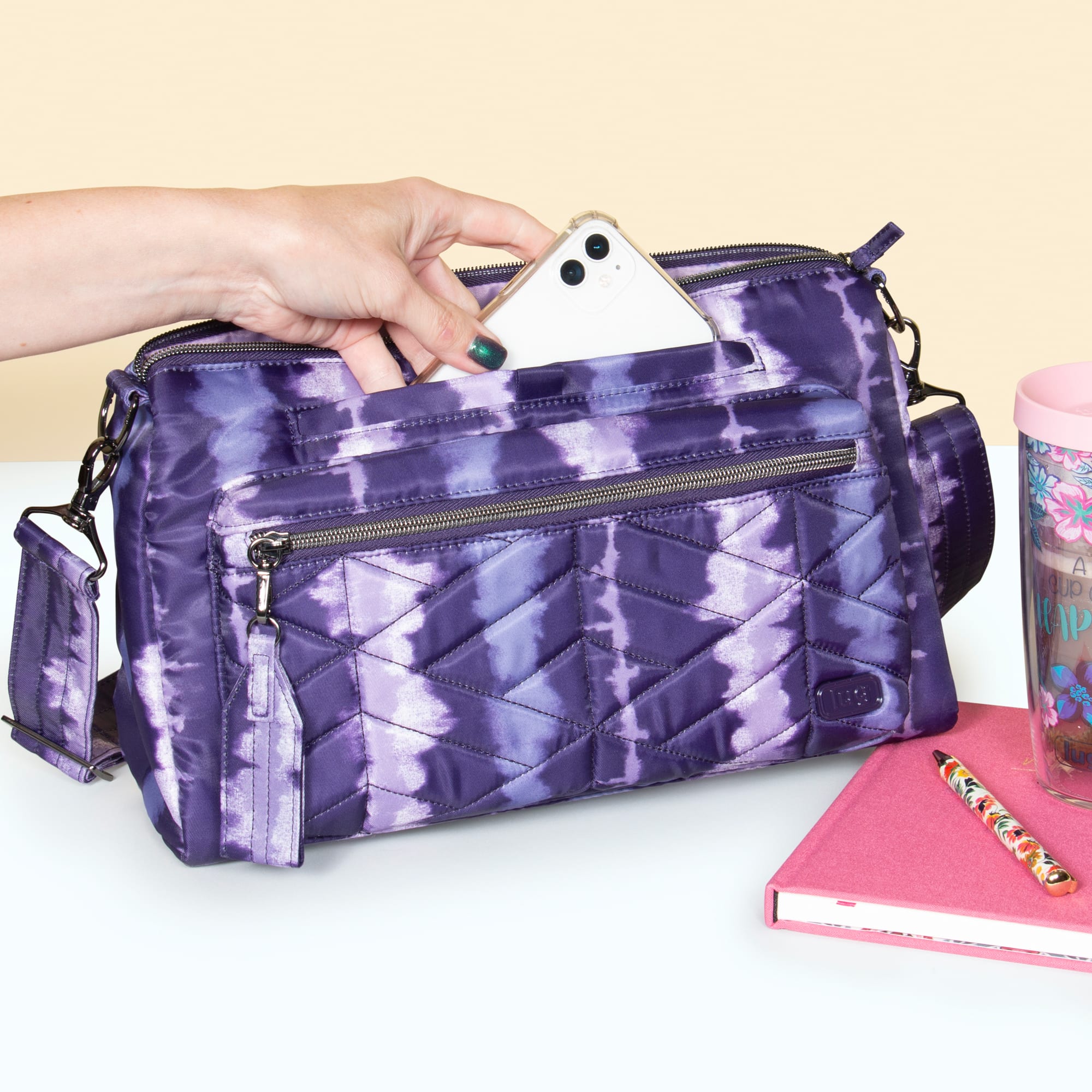 Stretch Crossbody Bag - SHIBORI PURPLE - Stretch_LifeStyle_02