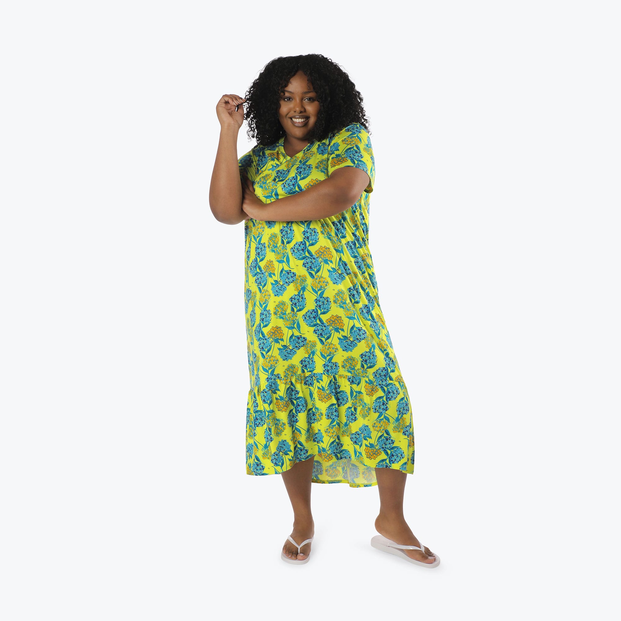Swing High Low Maxi Dress - HYDRANGEA YELLOW - Swing_Dress_Hydrangea-Yellow_XL_01a