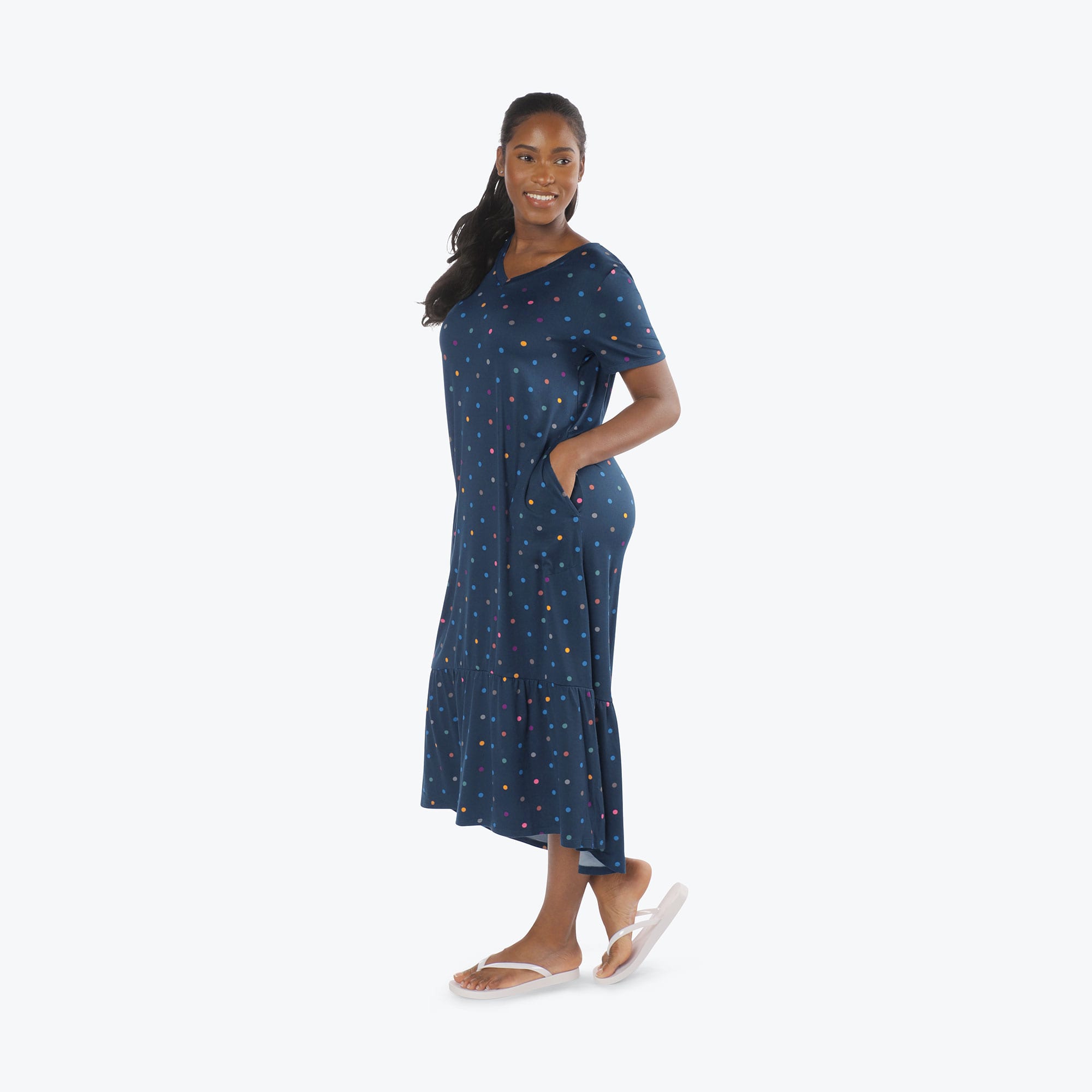Swing High Low Maxi Dress - MULTI DOTS NAVY - Swing_Dress_Multi-Dots_S_03