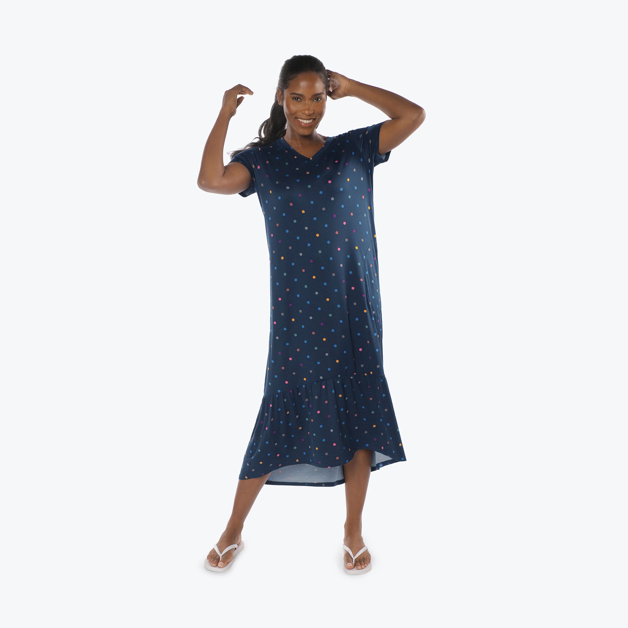 Swing High Low Maxi Dress - MULTI DOTS NAVY - Swing_Dress_Multi-Dots_S_05