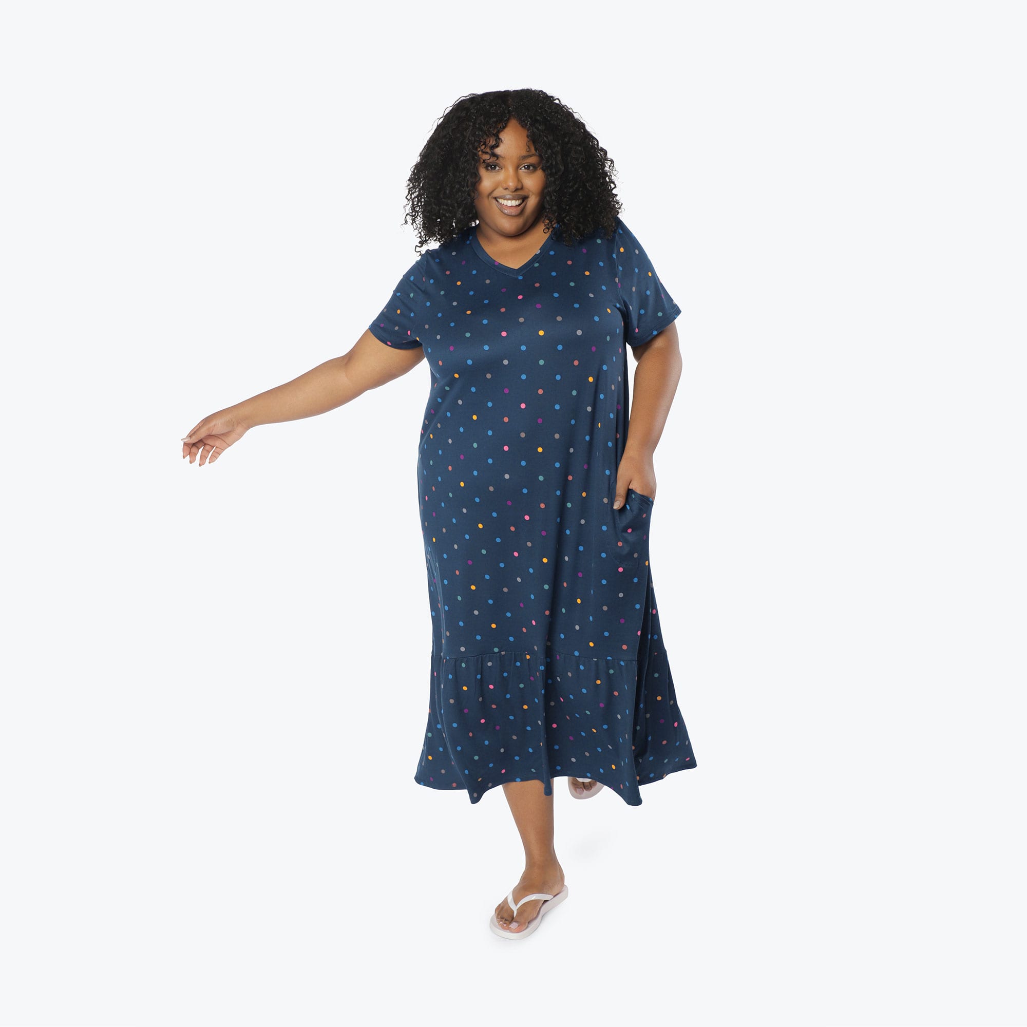 Swing High Low Maxi Dress - MULTI DOTS NAVY - Swing_Dress_Multi-Dots_XL_01a