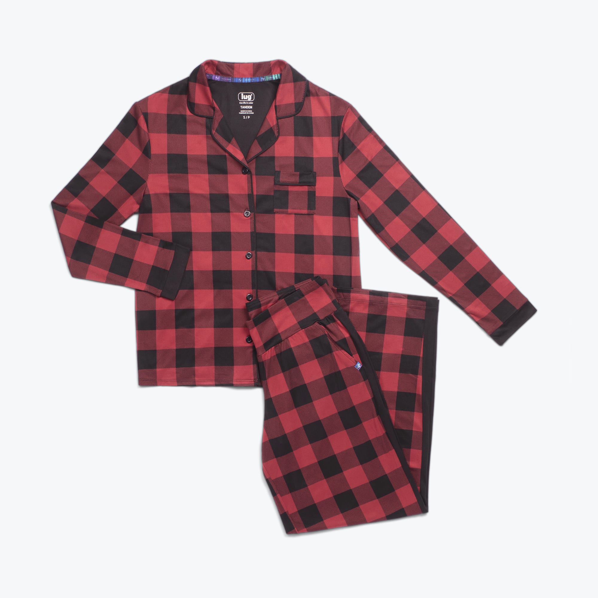 Tandem Collar Pajama Set - BUFFALO CHECK RED - Tandem_BuffaloCheckRed_Flatlay