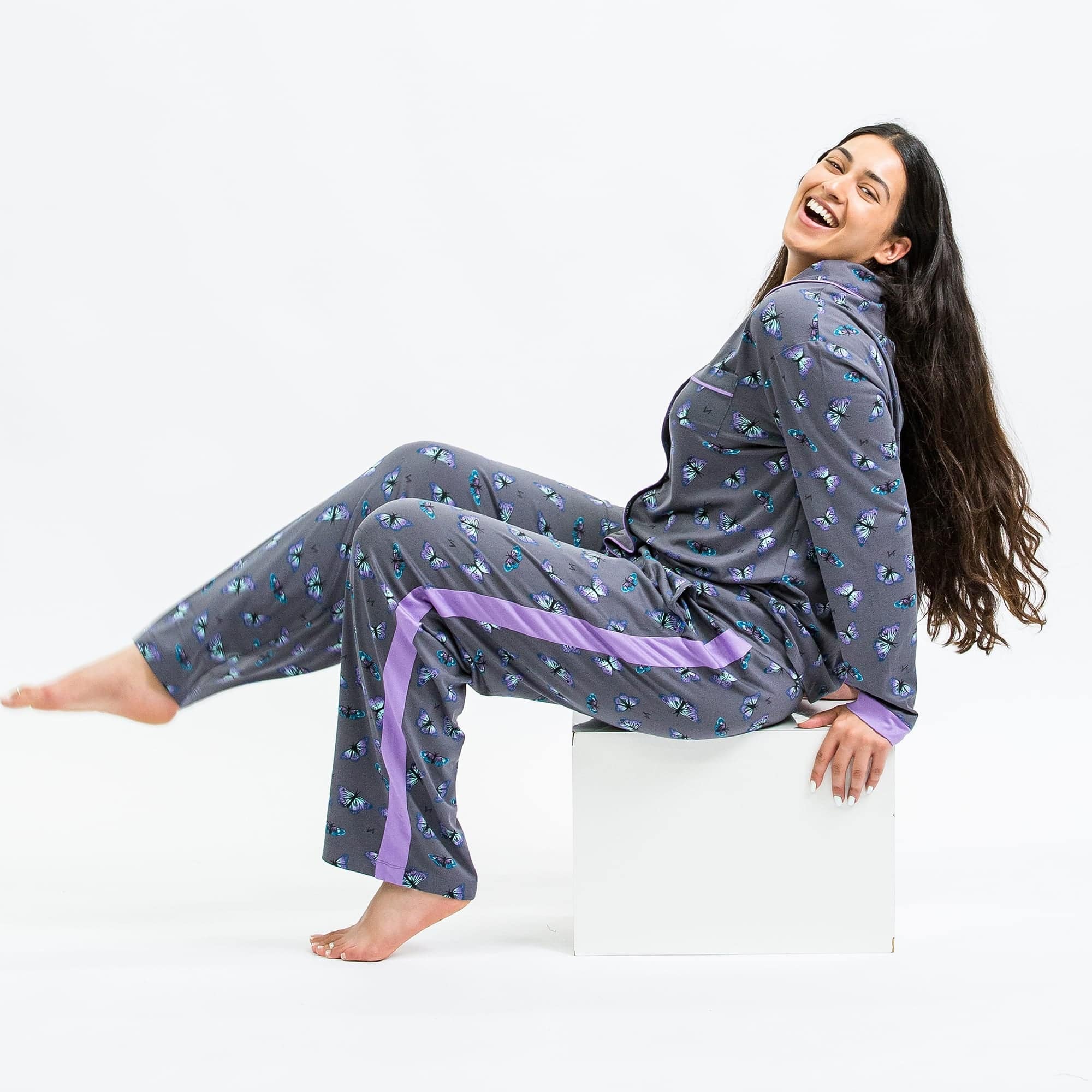 Tandem Collar Pajama Set - BUTTERFLY GREY - Tandem_ButterflyGrey_M_01b