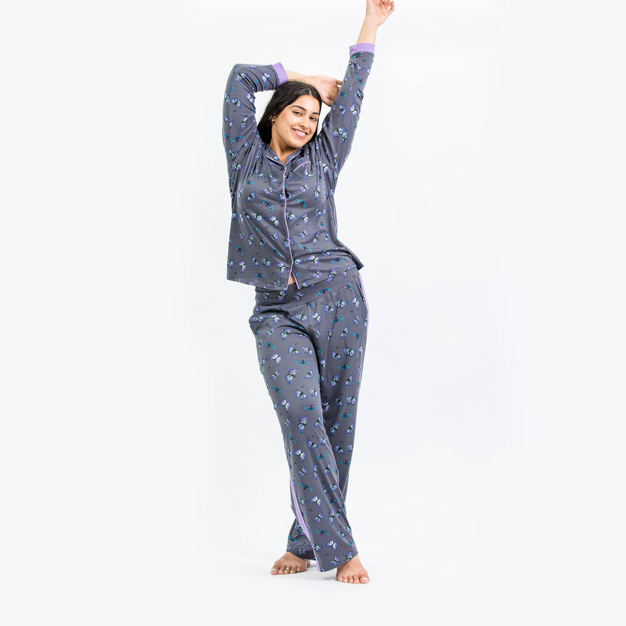Tandem Collar Pajama Set - BUTTERFLY GREY - Tandem_ButterflyGrey_M_03