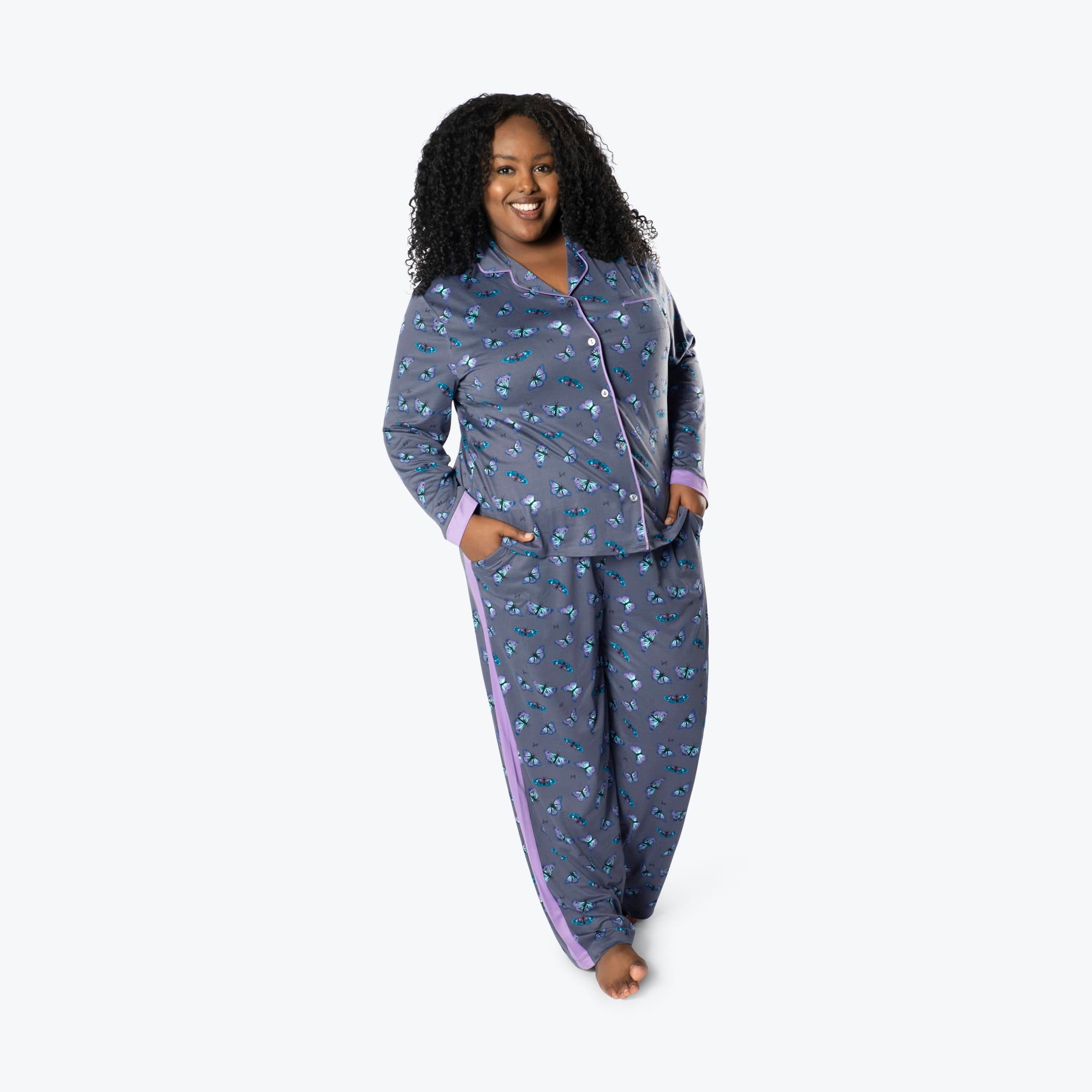 Tandem Collar Pajama Set - BUTTERFLY GREY - Tandem_ButterflyGrey_XL_01a