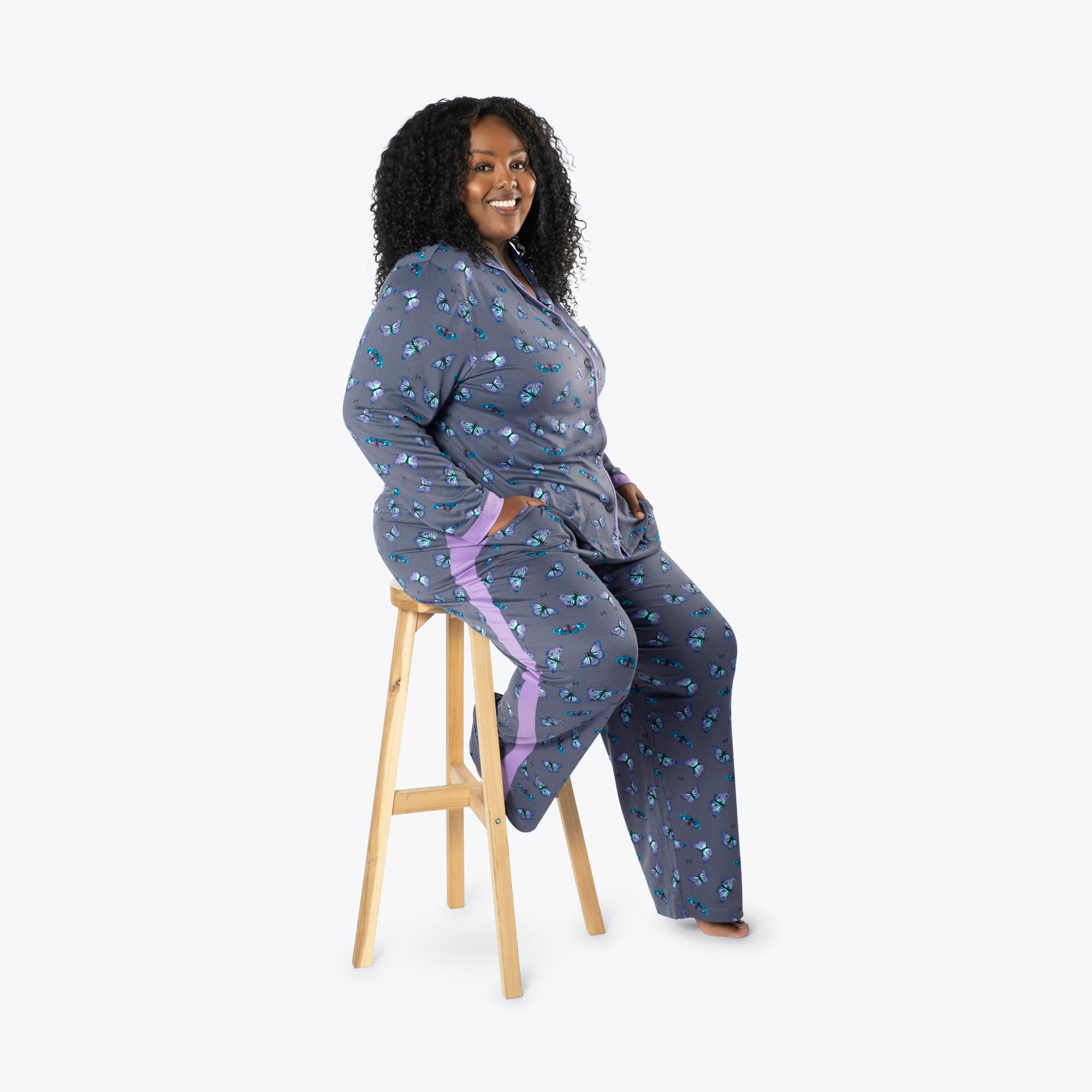 Tandem Collar Pajama Set - BUTTERFLY GREY - Tandem_ButterflyGrey_XL_01b