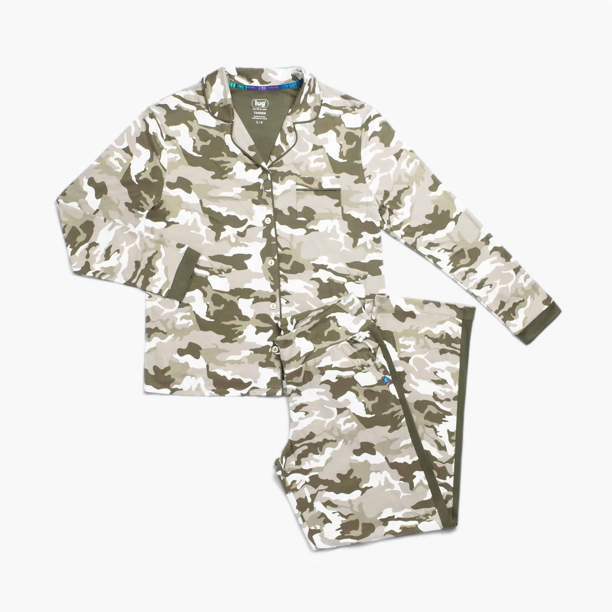 Tandem Collar Pajama Set - CAMO TAUPE - Tandem_CamoTaupe_Flatlay.