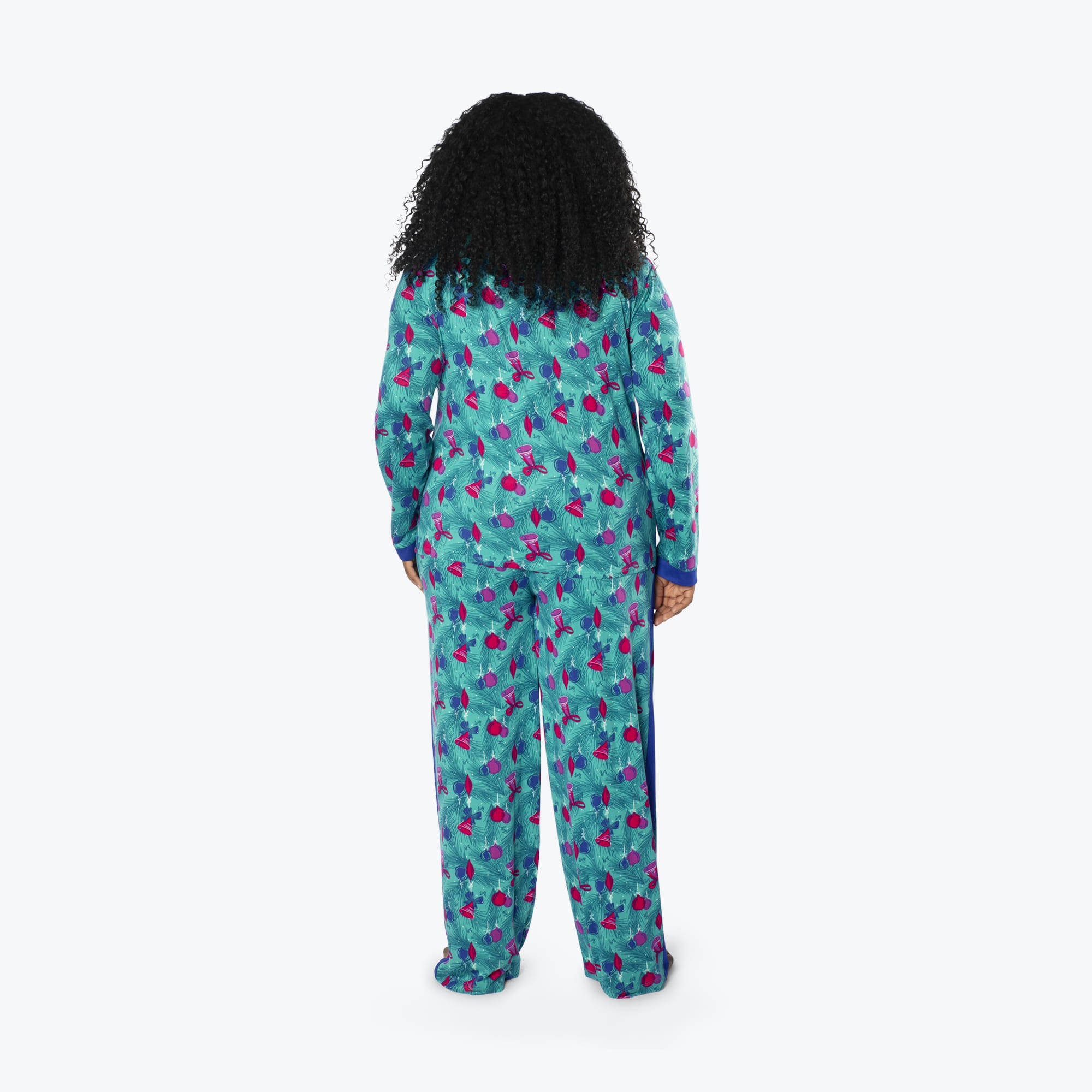 Tandem Collar Pajama Set - PINE ORNAMENTS TEAL - Tandem_PineOrnamentBells_XL_02