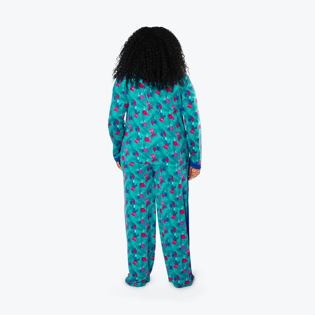 Tandem Collar Pajama Set - PINE ORNAMENTS TEAL - Tandem_PineOrnamentBells_XL_02