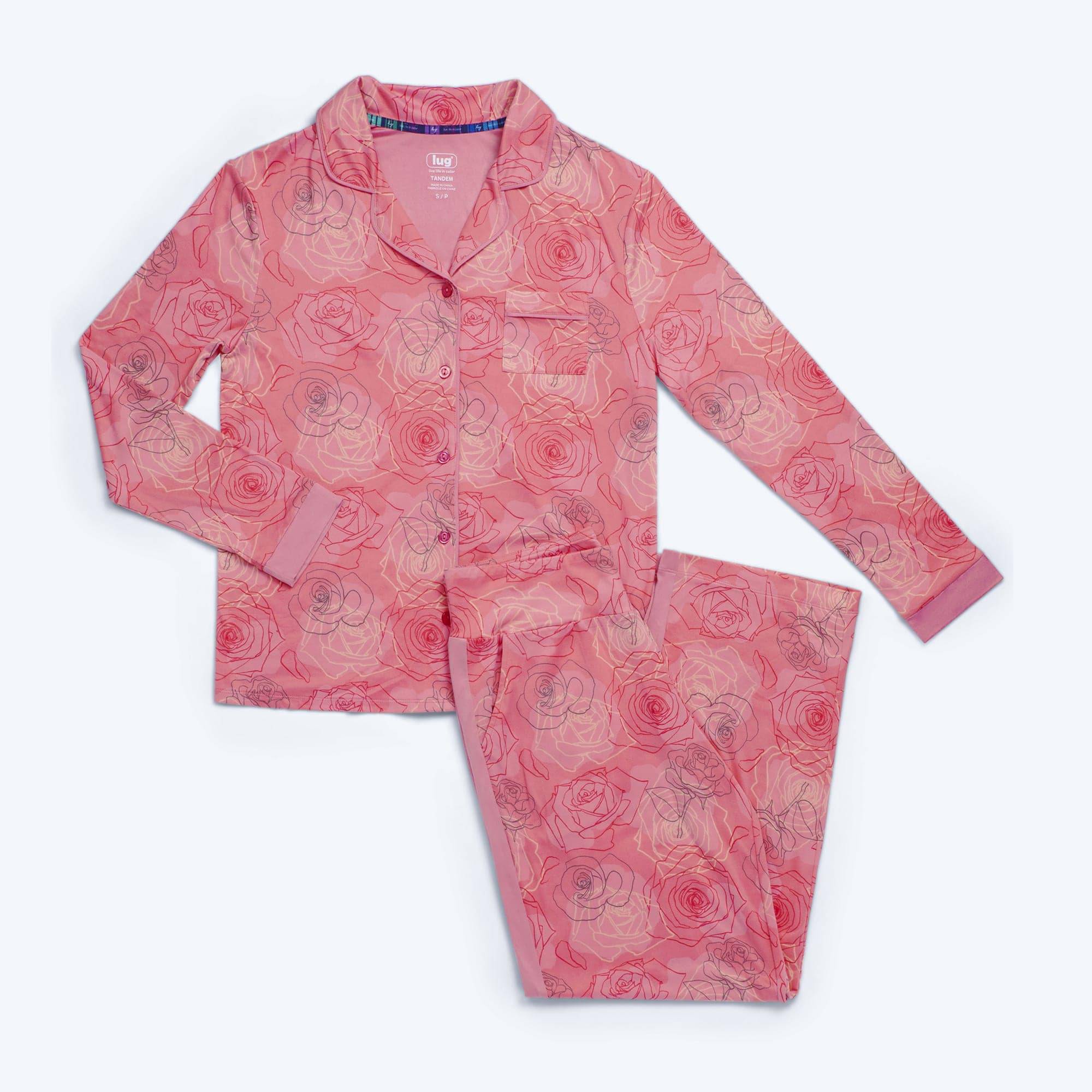 Tandem Collar Pajama Set - SERENITY ROSE - Tandem_SerenityRose_Flatlay._928cabf6-b0f3-4990-821b-979f9644e9ad
