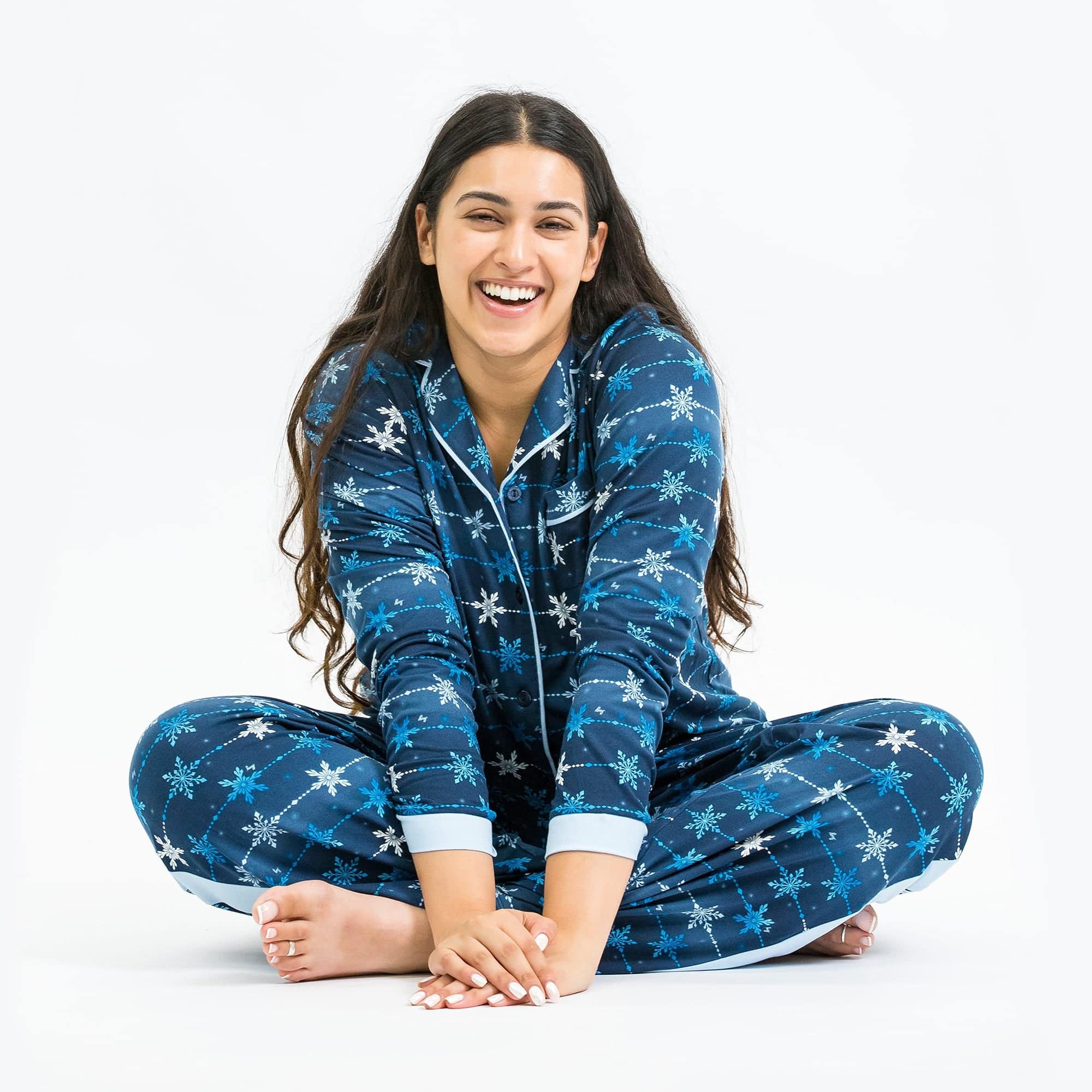 Tandem Collar Pajama Set - SNOWFLAKE NAVY - Tandem_SnowflakeNavy_M_01a