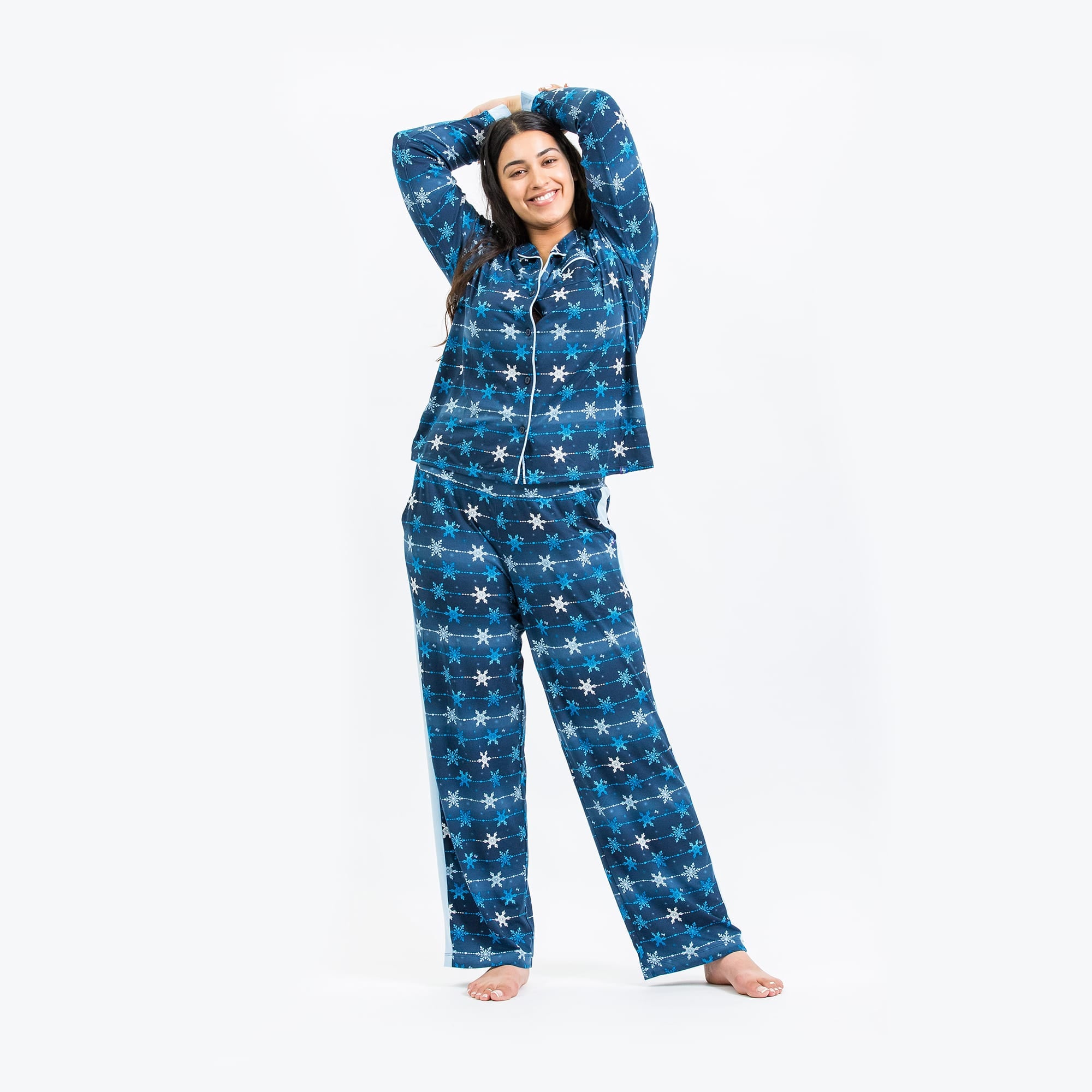 Tandem Collar Pajama Set - SNOWFLAKE NAVY - Tandem_SnowflakeNavy_M_01b
