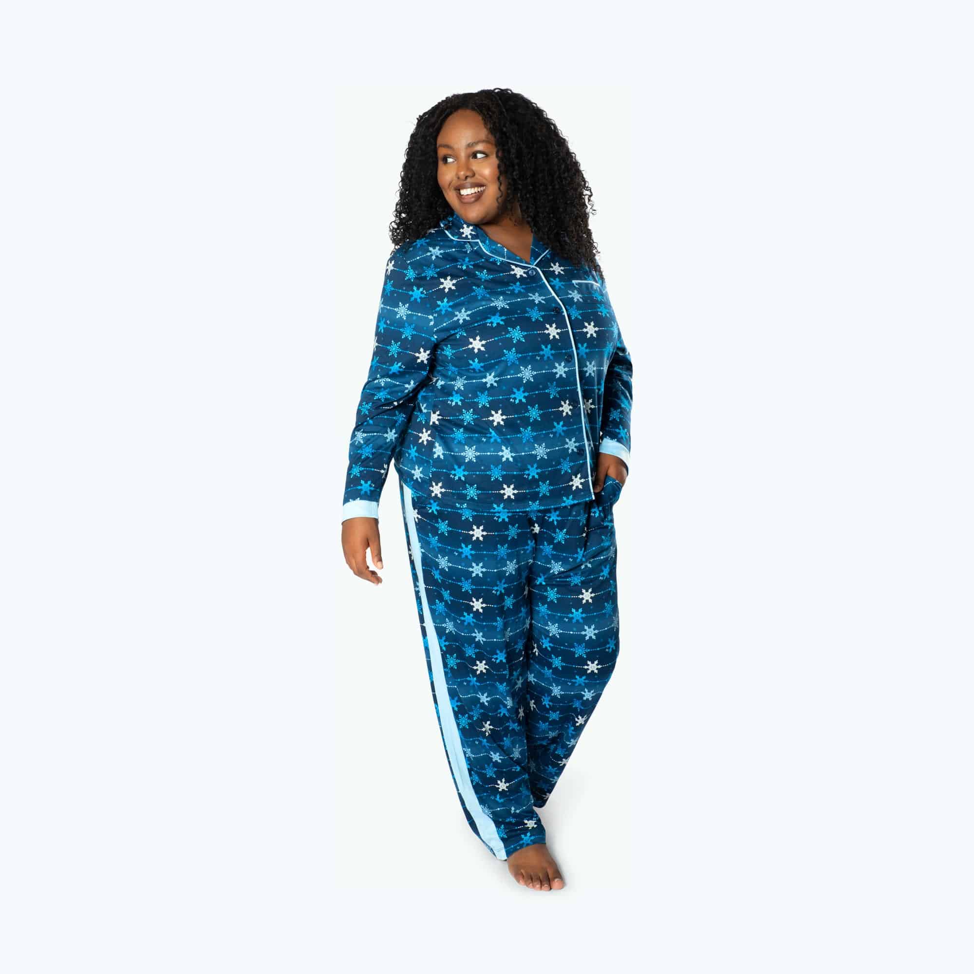 Tandem Collar Pajama Set - SNOWFLAKE NAVY - Tandem_SnowflakeNavy_XL_01a