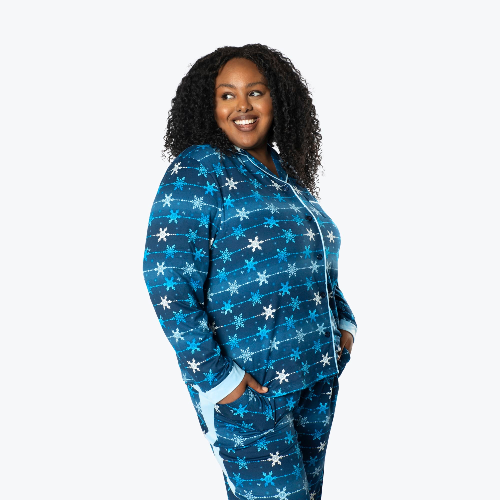 Tandem Collar Pajama Set - SNOWFLAKE NAVY - Tandem_SnowflakeNavy_XL_03