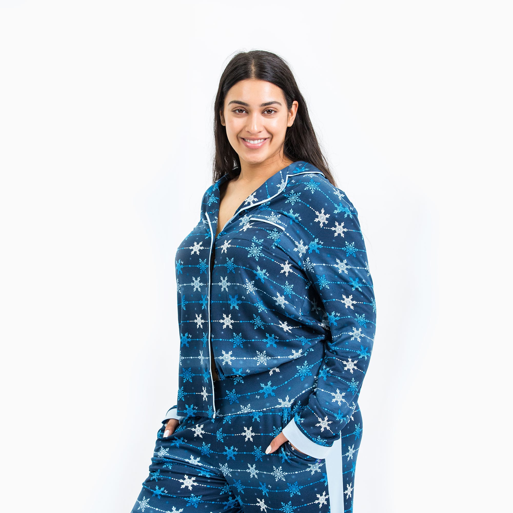 Tandem Collar Pajama Set - SNOWFLAKE NAVY - Tandem_Snowflake_M_03