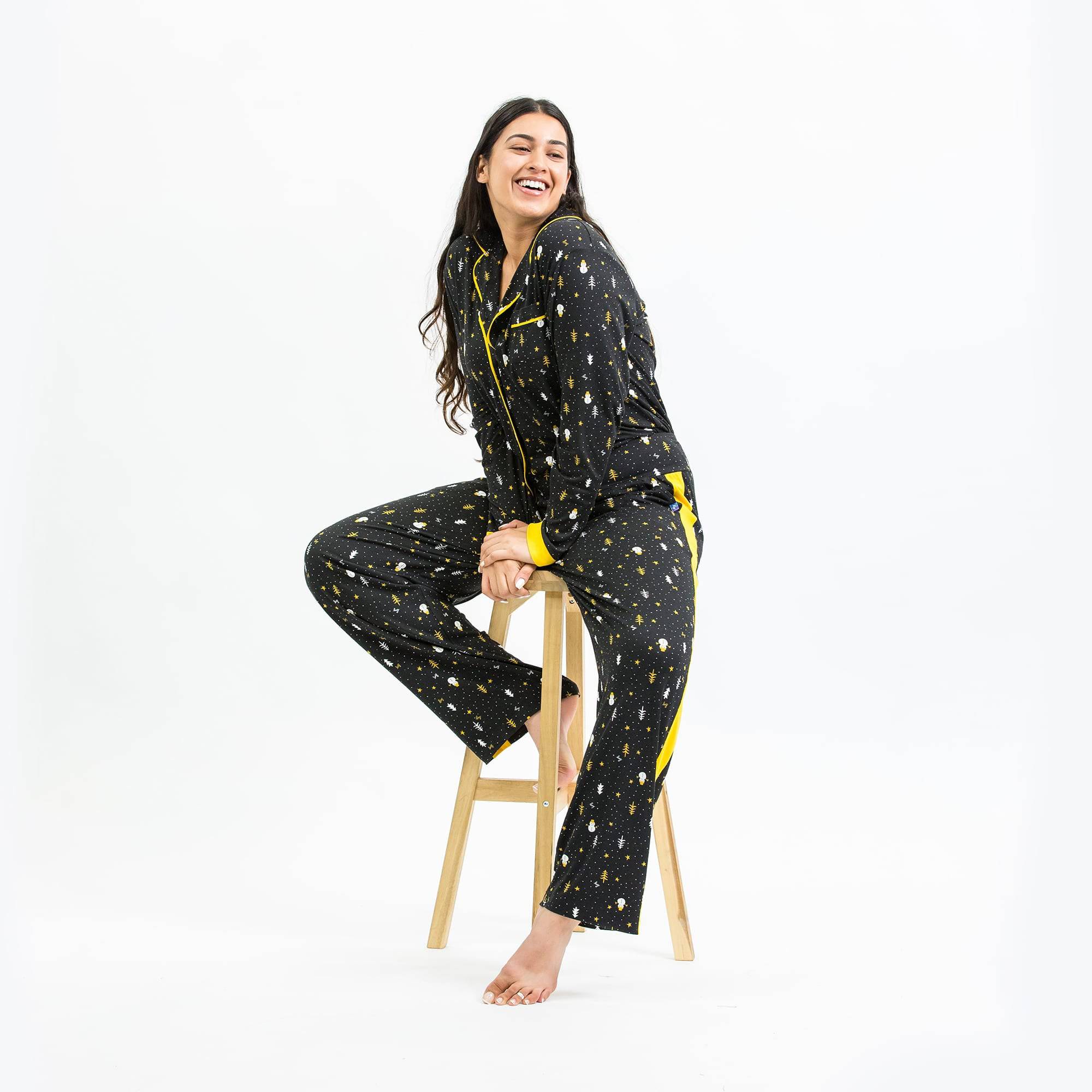 Tandem Collar Pajama Set - SNOWMAN TREES - Tandem_SnowmanTrees_M_01a