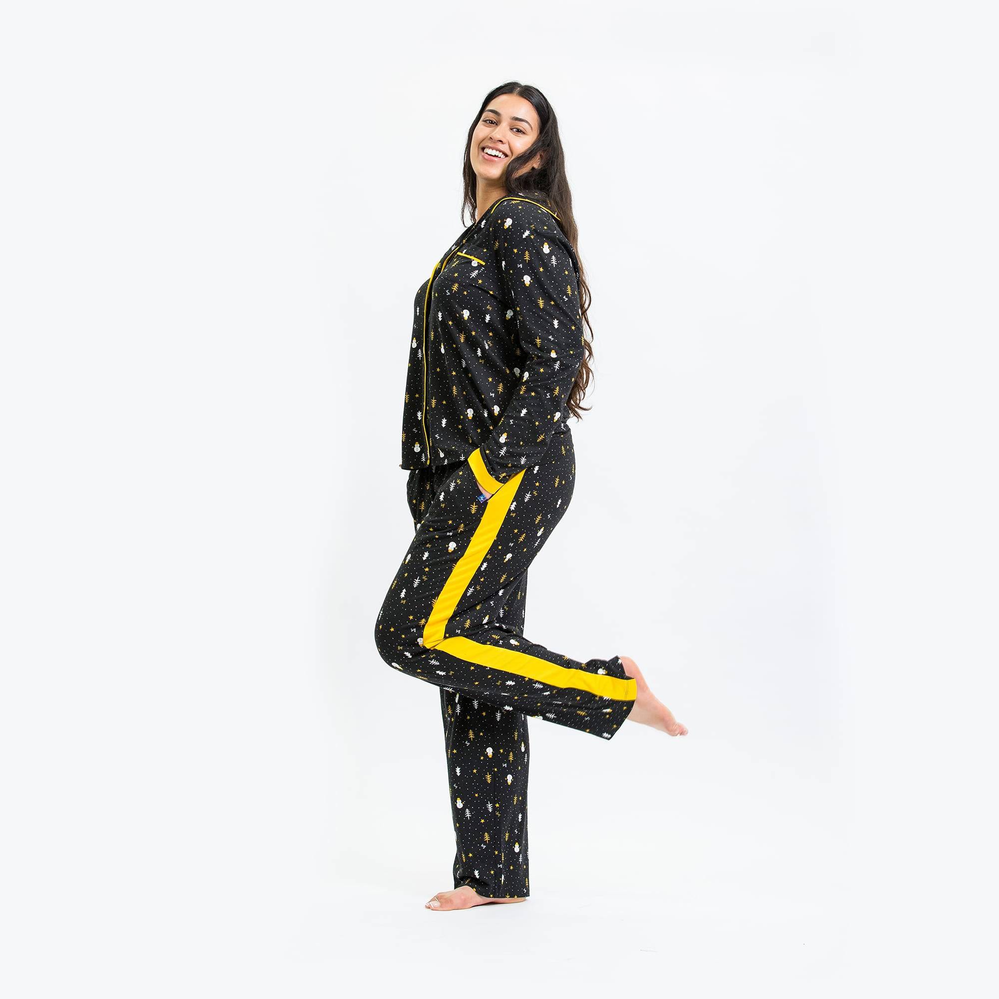 Tandem Collar Pajama Set - SNOWMAN TREES - Tandem_SnowmanTrees_M_01b