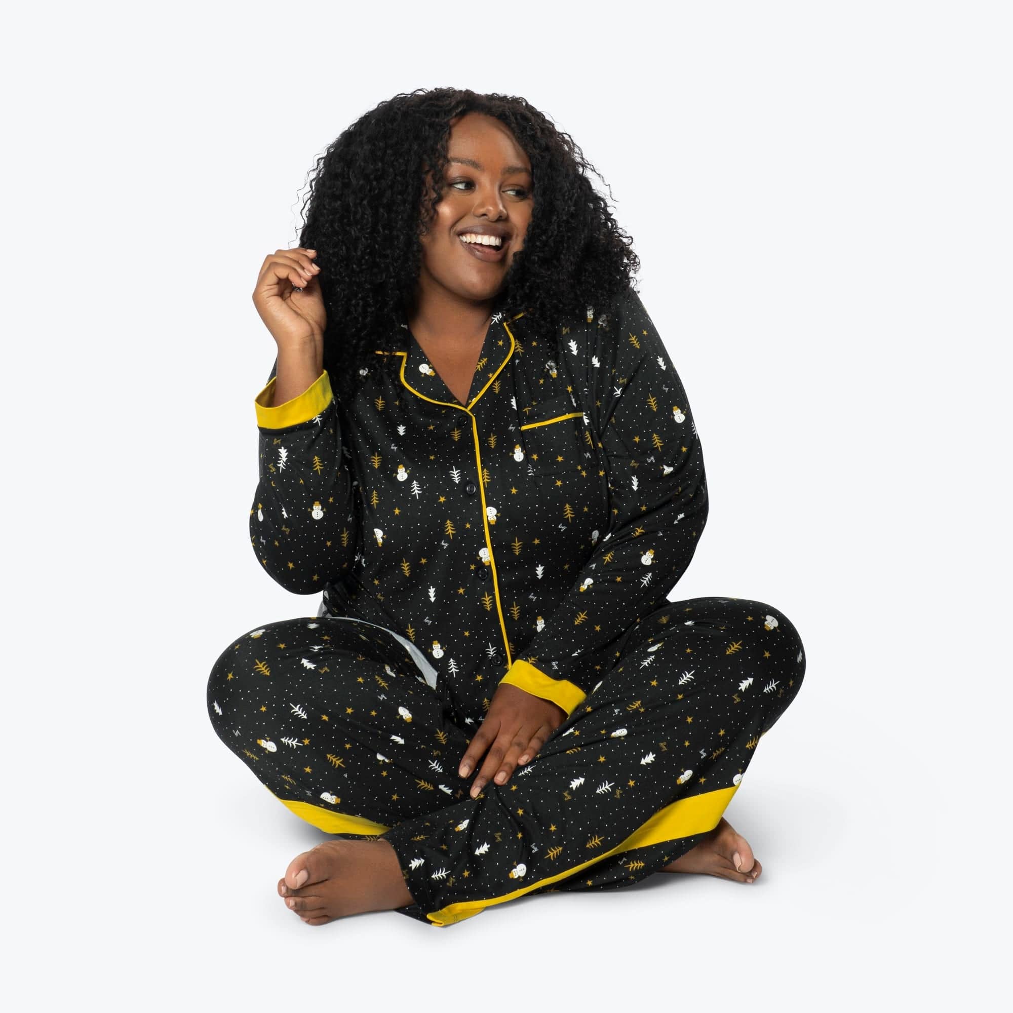Tandem Collar Pajama Set - SNOWMAN TREES - Tandem_SnowmanTrees_XL_01b