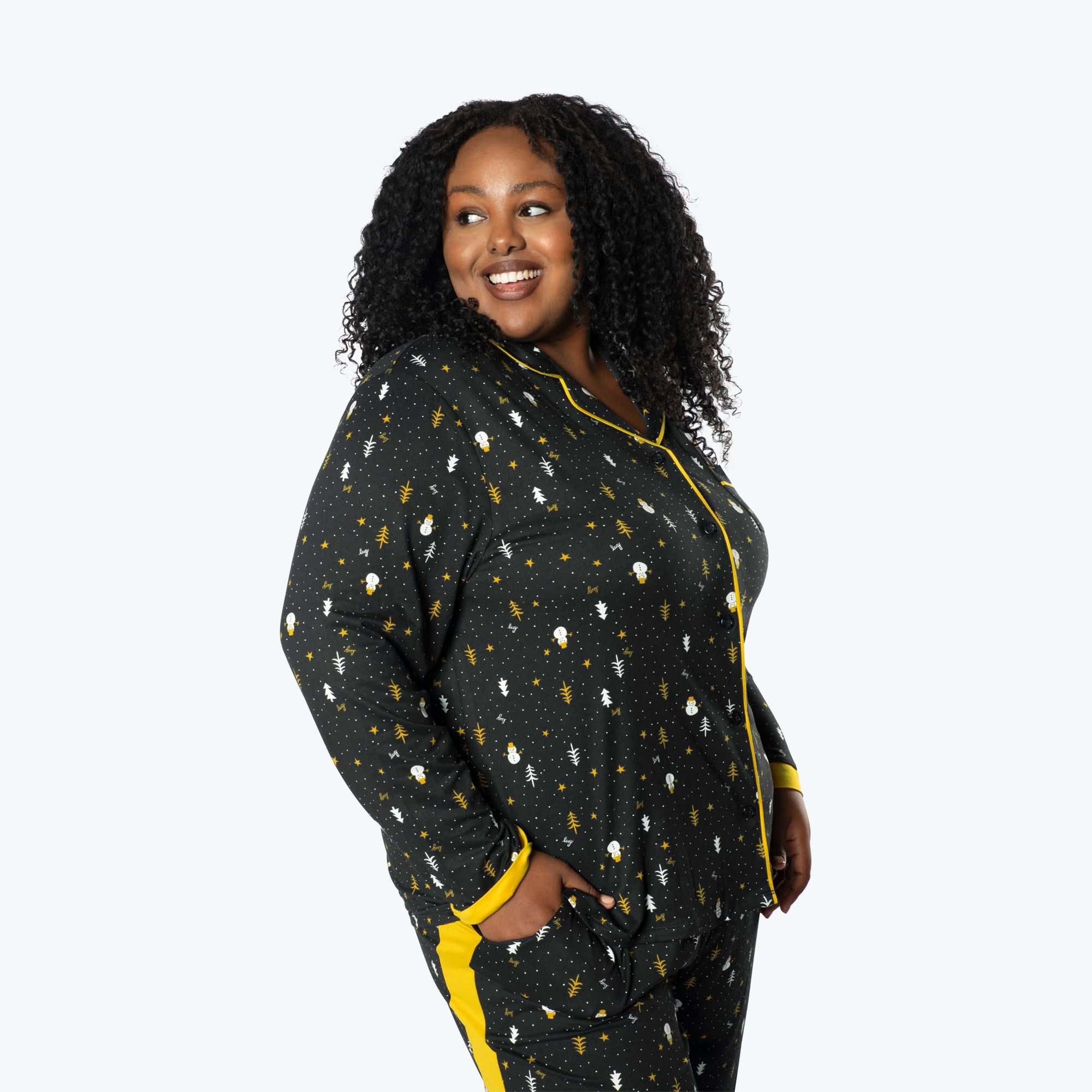 Tandem Collar Pajama Set - SNOWMAN TREES - Tandem_SnowmanTrees_XL_03