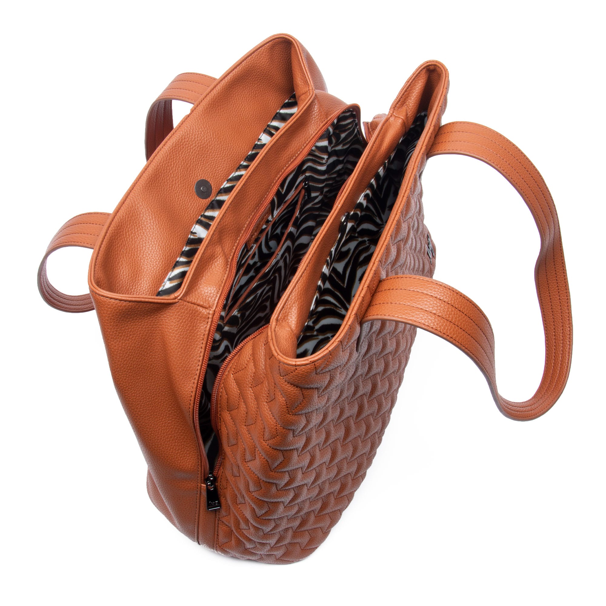 Tempo Classic VL Tote Bag - COPPER BROWN - TempoVL_CopperBrown_ZEBRA_INTERIOR