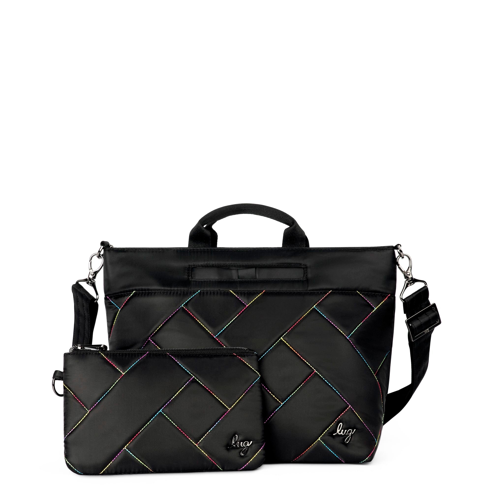 Tenor 2pc Crossbody Bag - BLACK RAINBOW STITCH - Tenor2pc_Black_Rainbow_Stitch_01_01