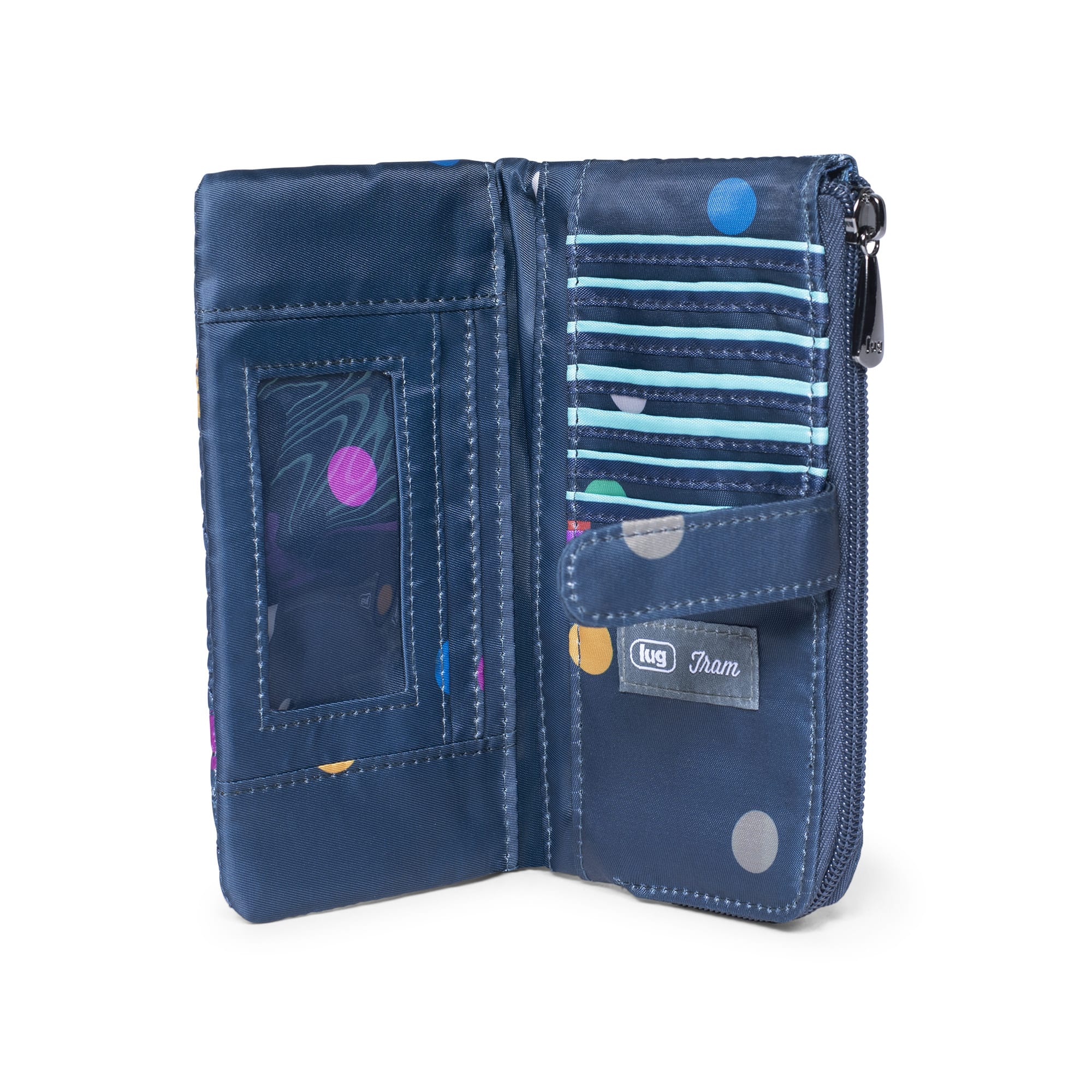 Tram RFID Wallet - MULTI DOTS NAVY - Tram_BlueDot_05_01