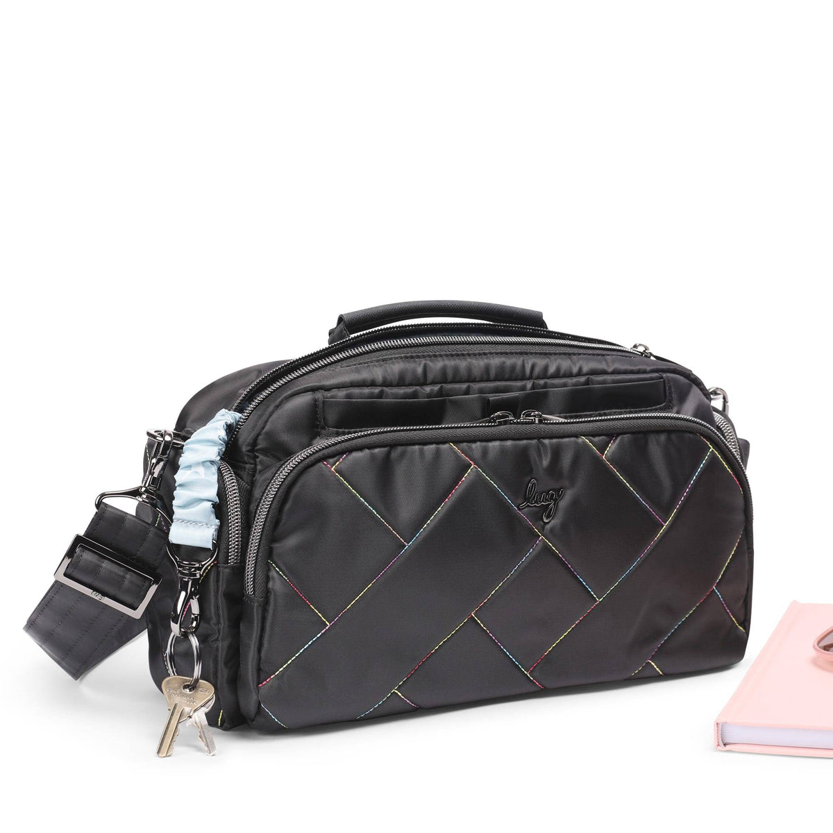 Chanel Black V-Quilted w/ Magenta Lining, Multi Pocket w