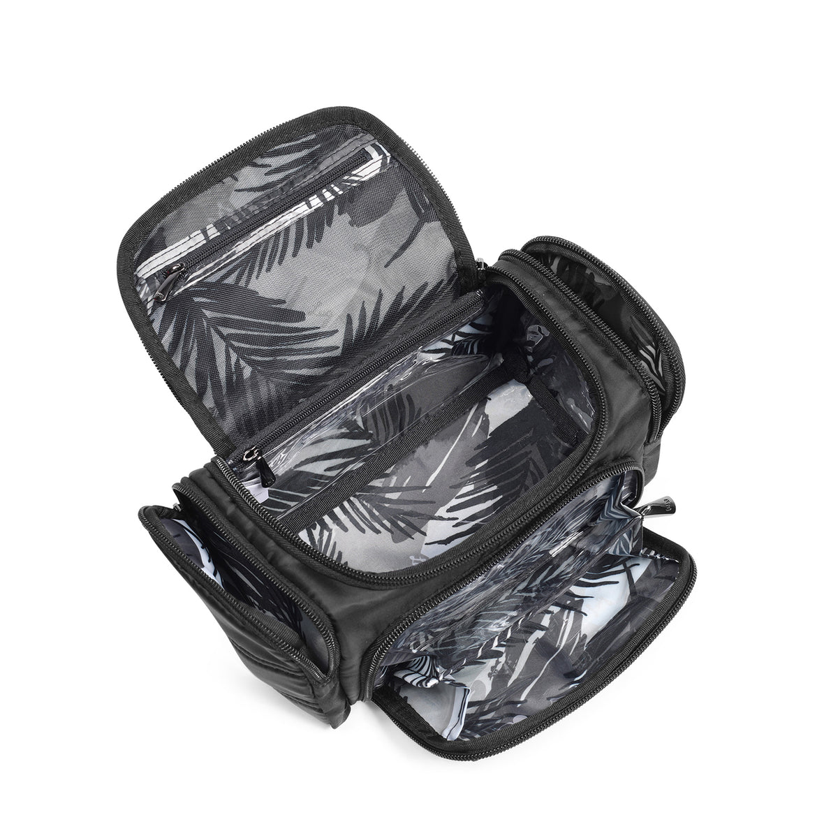 Trolley Mini Cosmetic Case - BLACK ABSTRACT FERNS - TrolleyMini_Black_05
