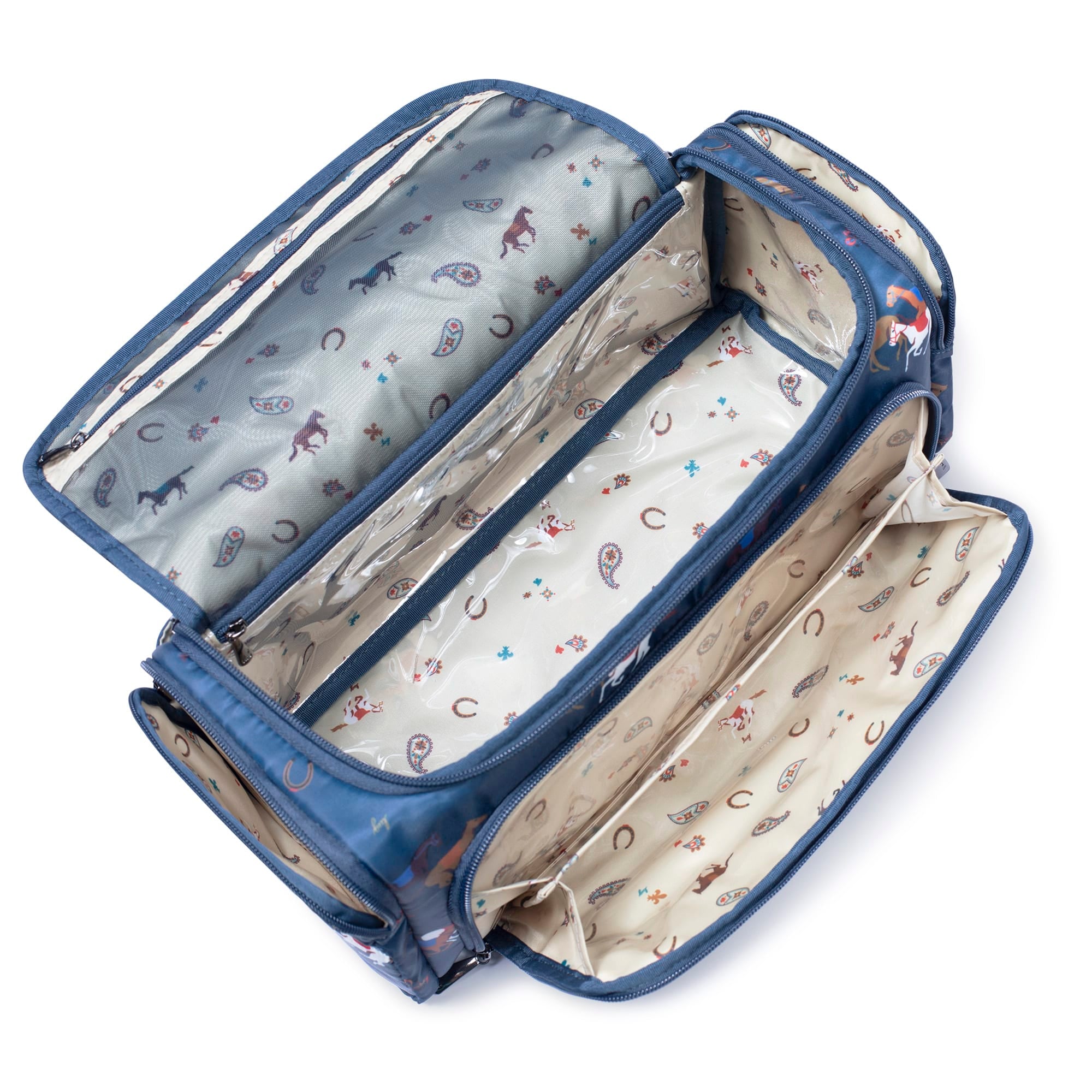 Trolley XL Cosmetic Case - HORSES NAVY - TrolleyXL_HorseBlue_05