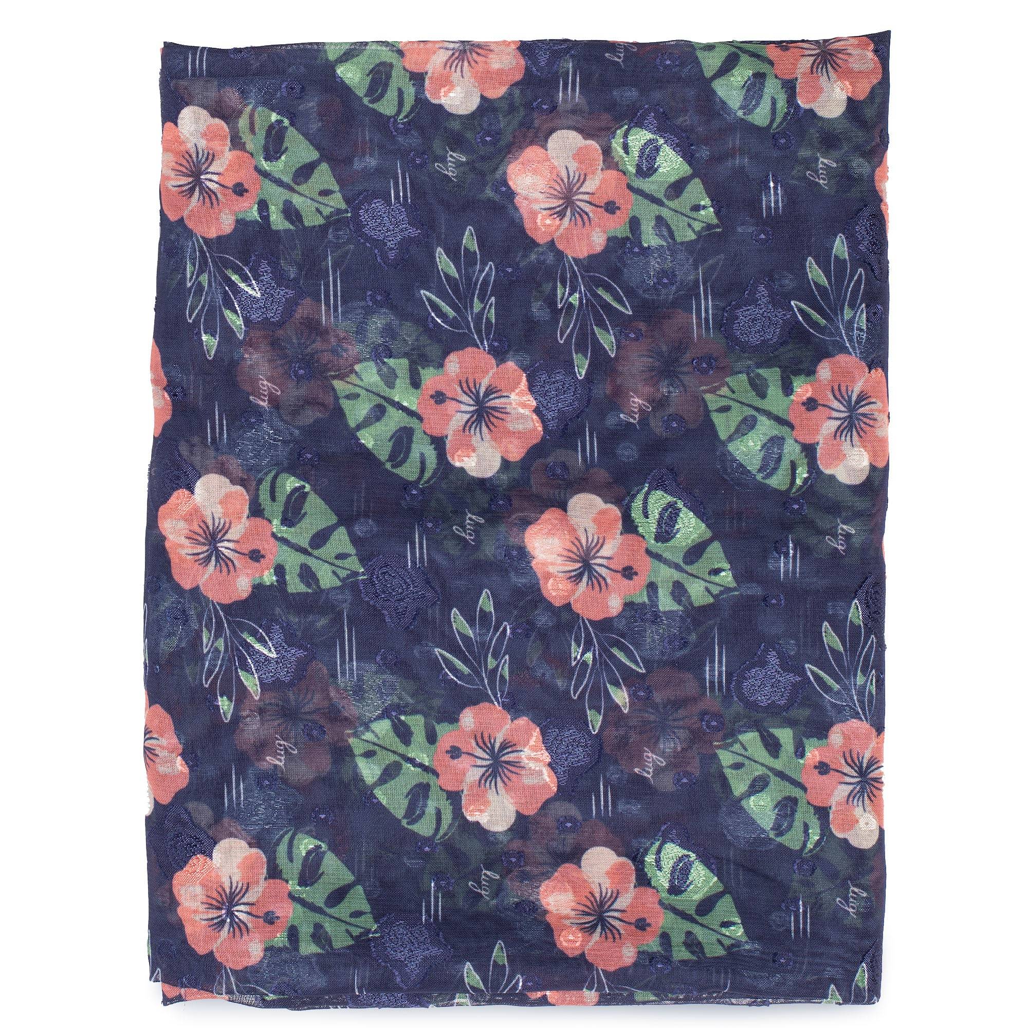 Twist Lightweight Printed Shawl - ALOHA NAVY - Twist_AlohaNavy_01a