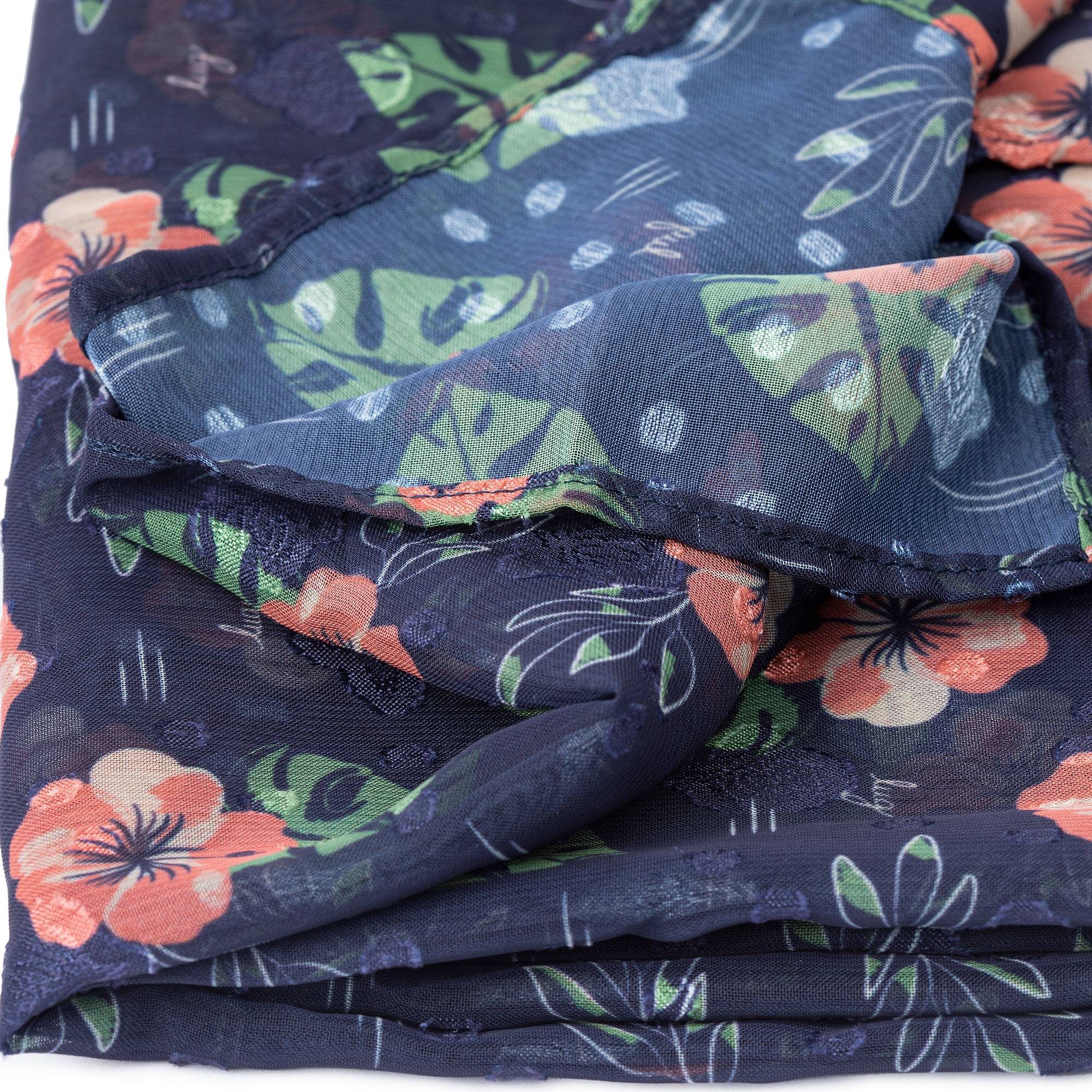 Twist Lightweight Printed Shawl - ALOHA NAVY - Twist_AlohaNavy_06
