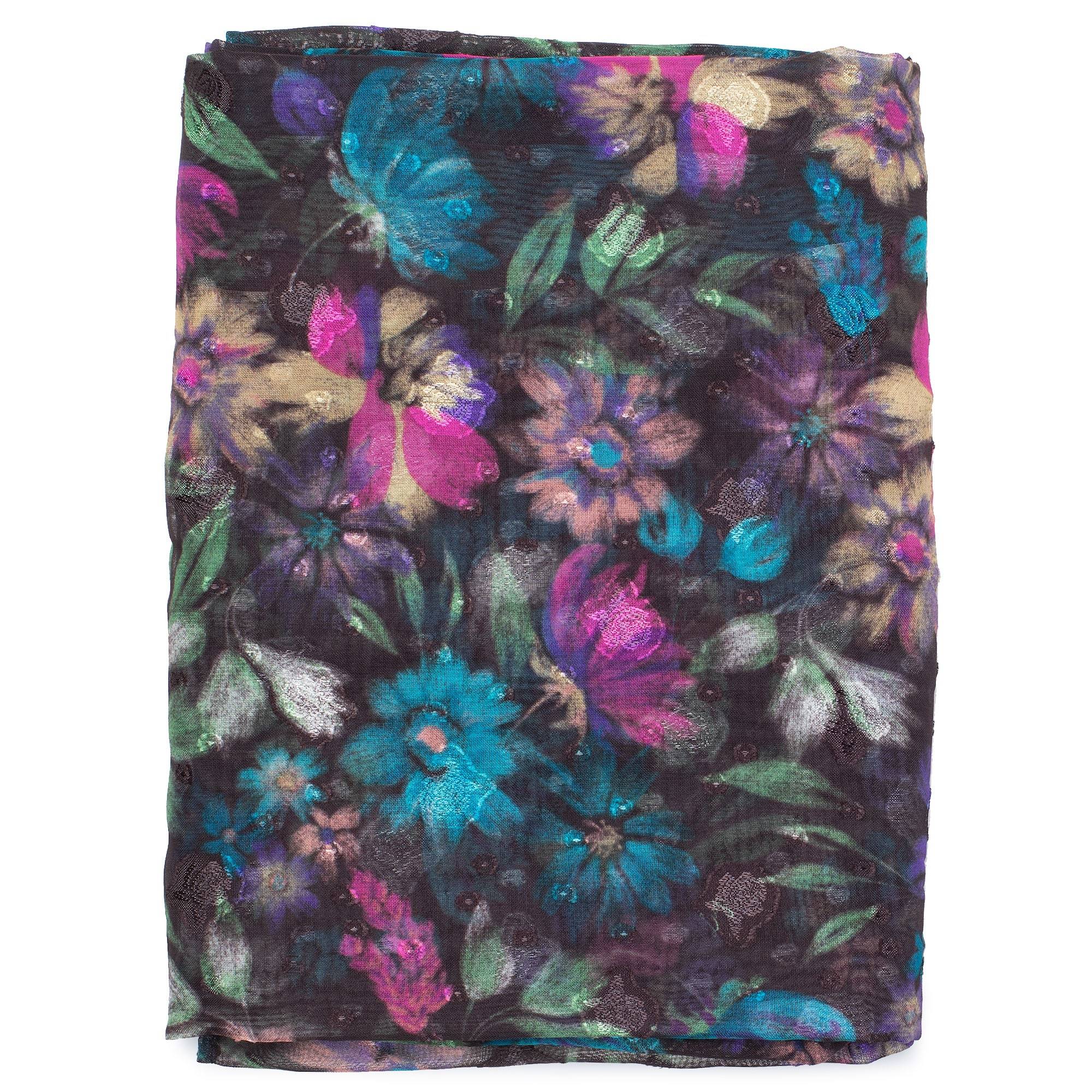 Twist Lightweight Printed Shawl - BLOOM BLACK - Twist_BloomBlack_01a