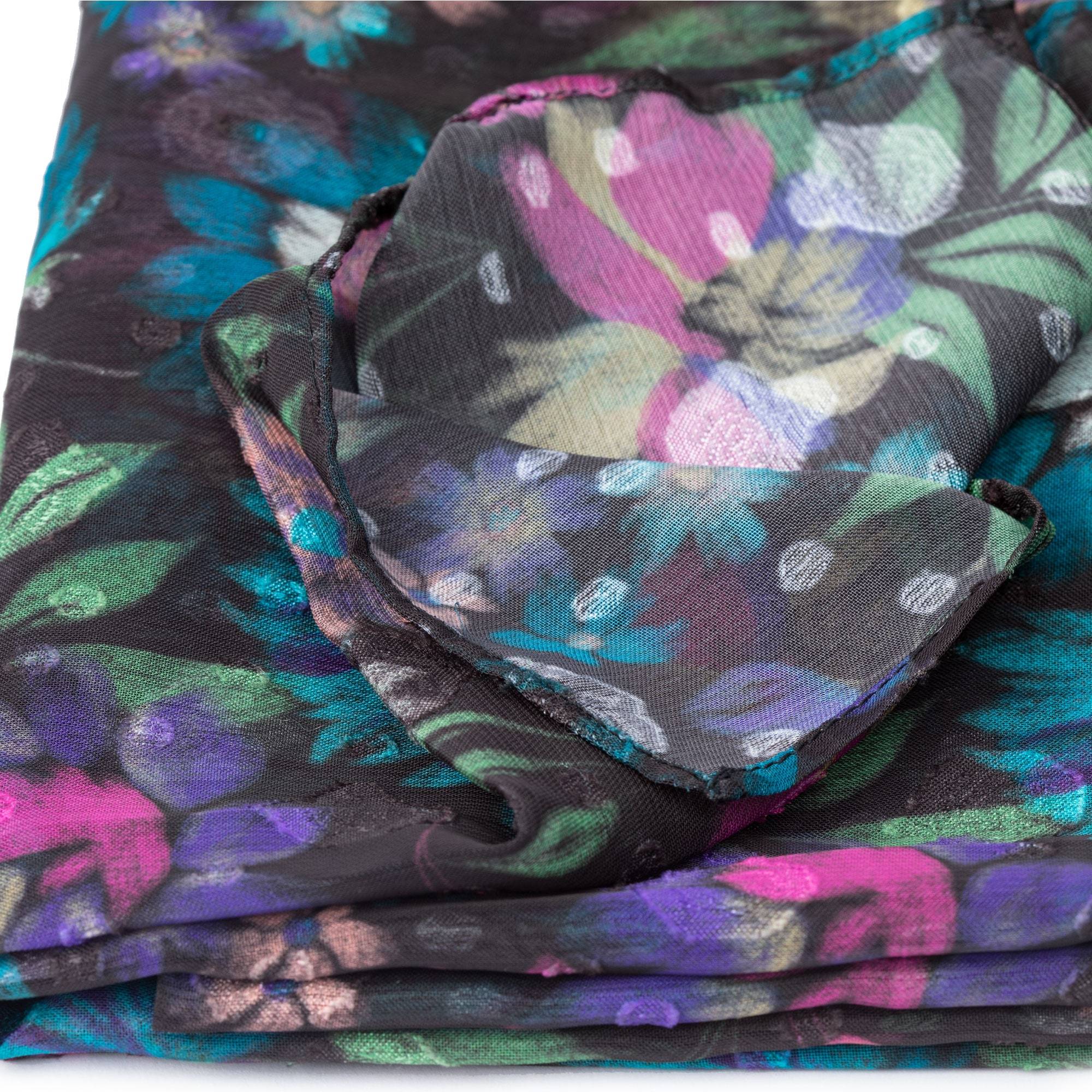 Twist Lightweight Printed Shawl - BLOOM BLACK - Twist_BloomBlack_06