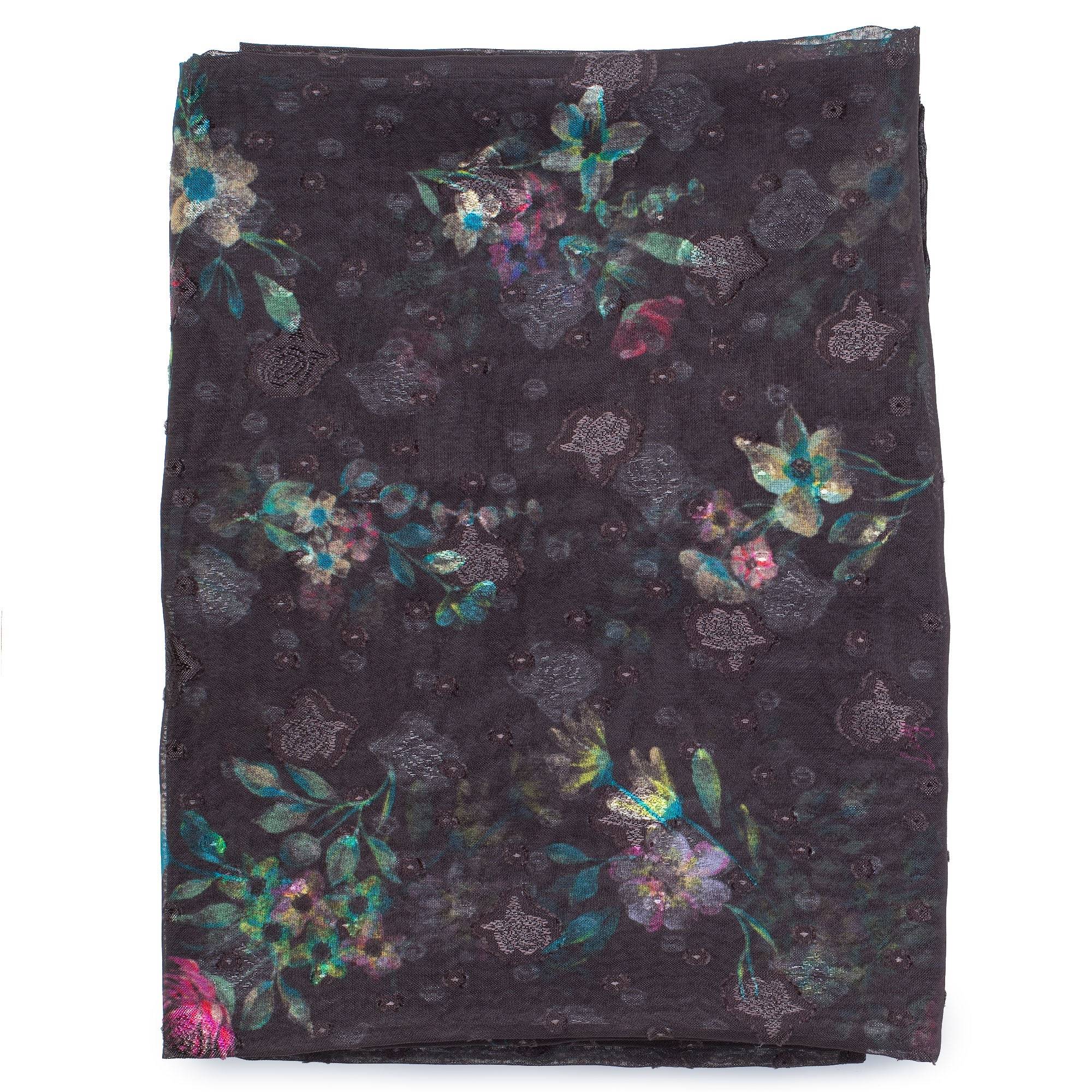 Twist Lightweight Printed Shawl - BOUQUET BLACK - Twist_BouquetBlack_01a
