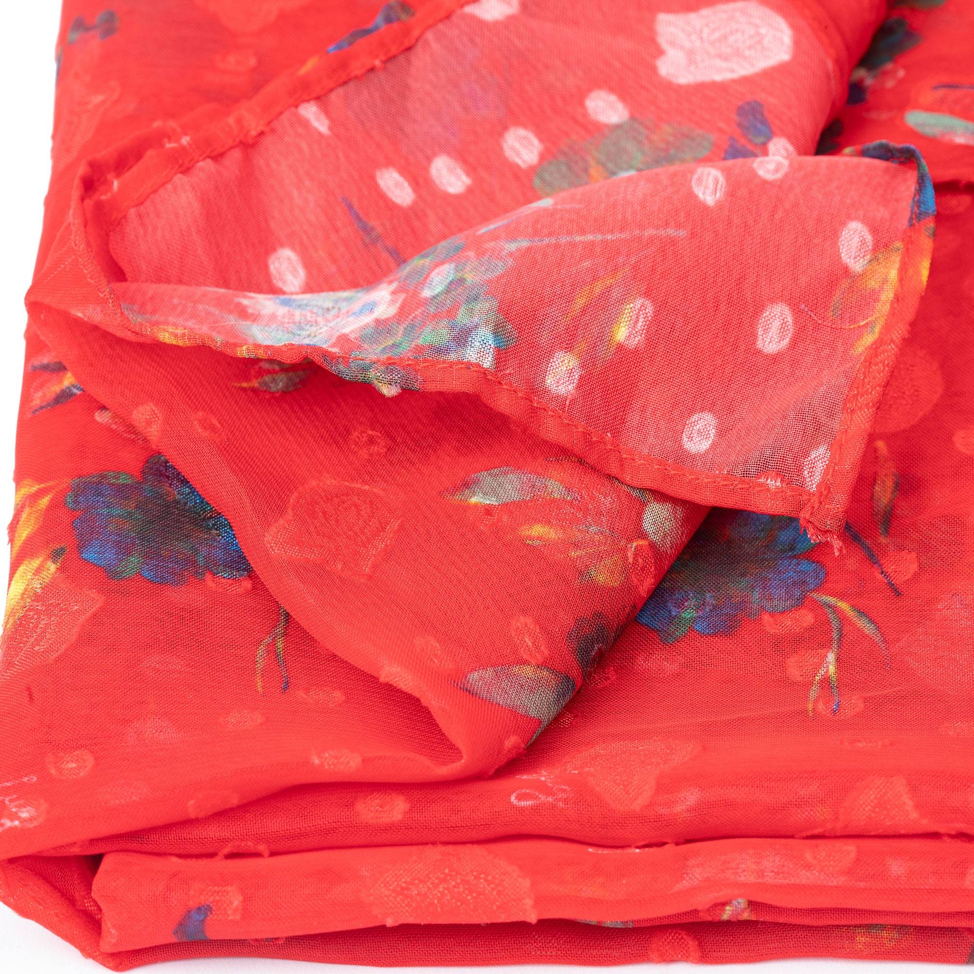 Twist Lightweight Printed Shawl - BOUQUET RED - Twist_BouquetRed_06