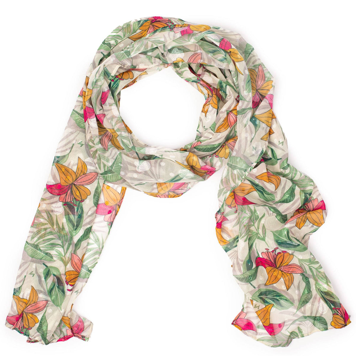 Twist Lightweight Printed Shawl - LILY SAND - Twist_LilySand_01
