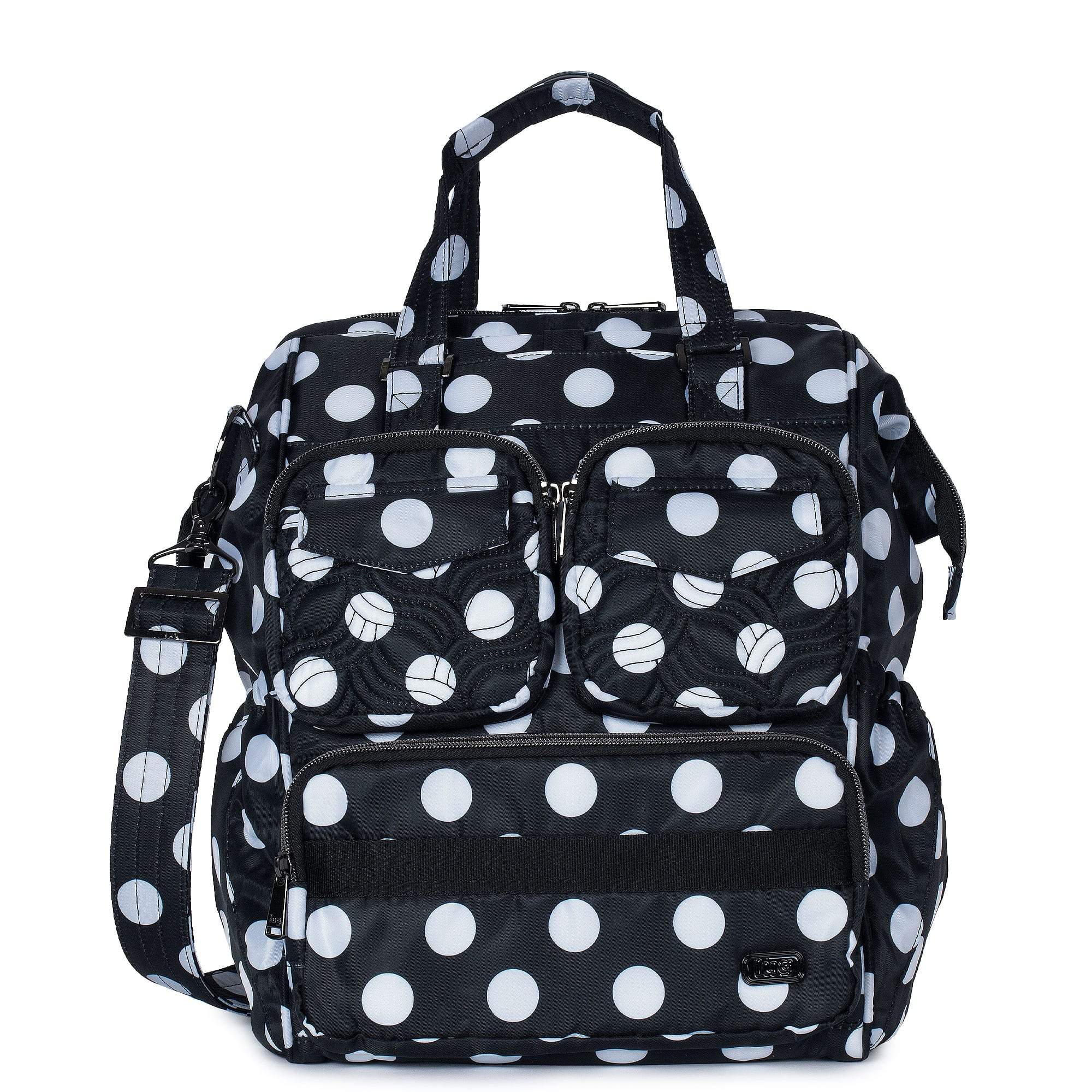 Via 2 Convertible Tote Bag - BLACK LARGE DOT - Via2_BlackLgDot_01