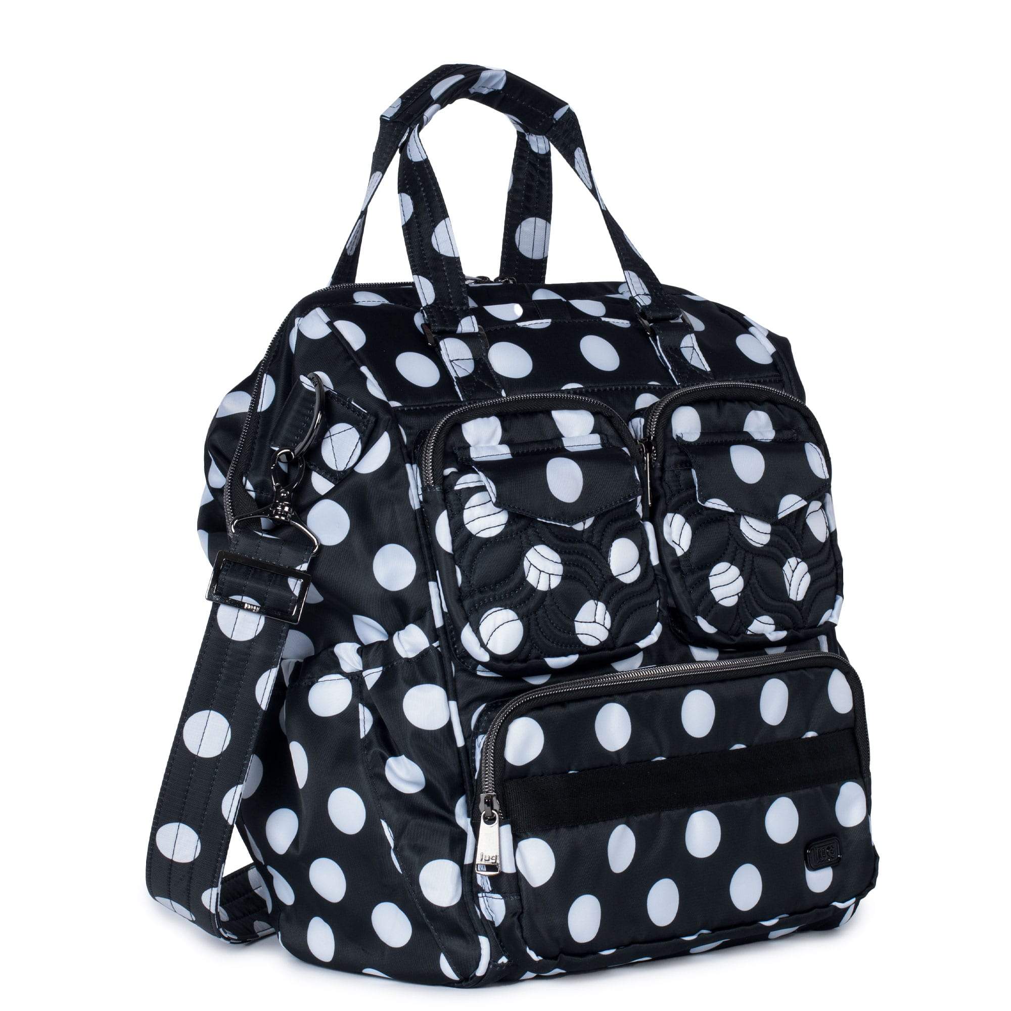 Via 2 Convertible Tote Bag - BLACK LARGE DOT - Via2_BlackLgDot_02