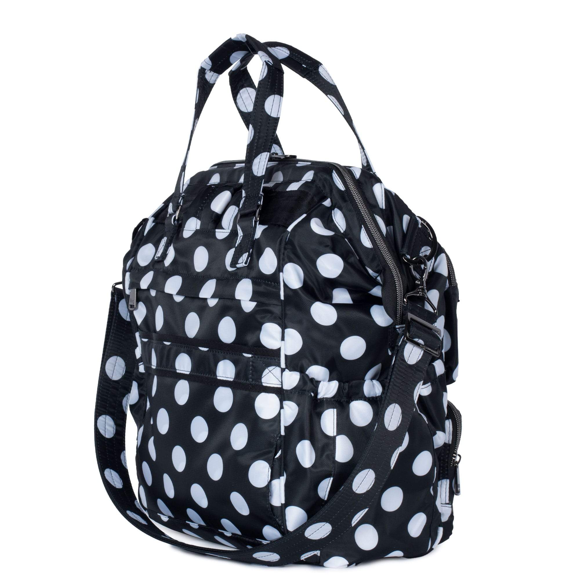 Via 2 Convertible Tote Bag - BLACK LARGE DOT - Via2_BlackLgDot_04b