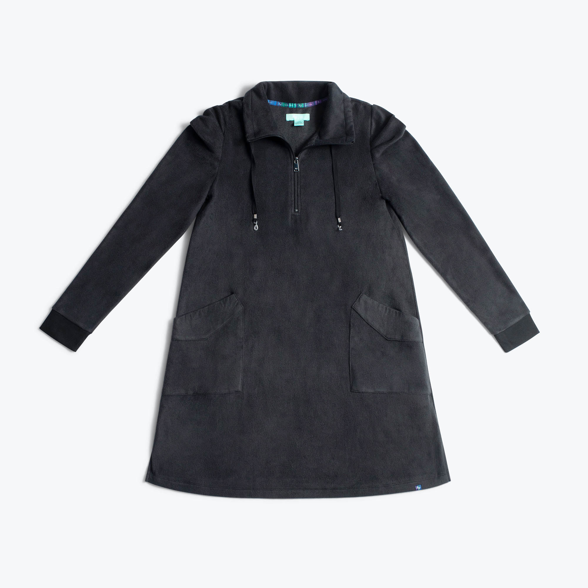 Via Stretch Fleece Tunic - BLACK - ViaStretchFleece_Black_06_Flatlay