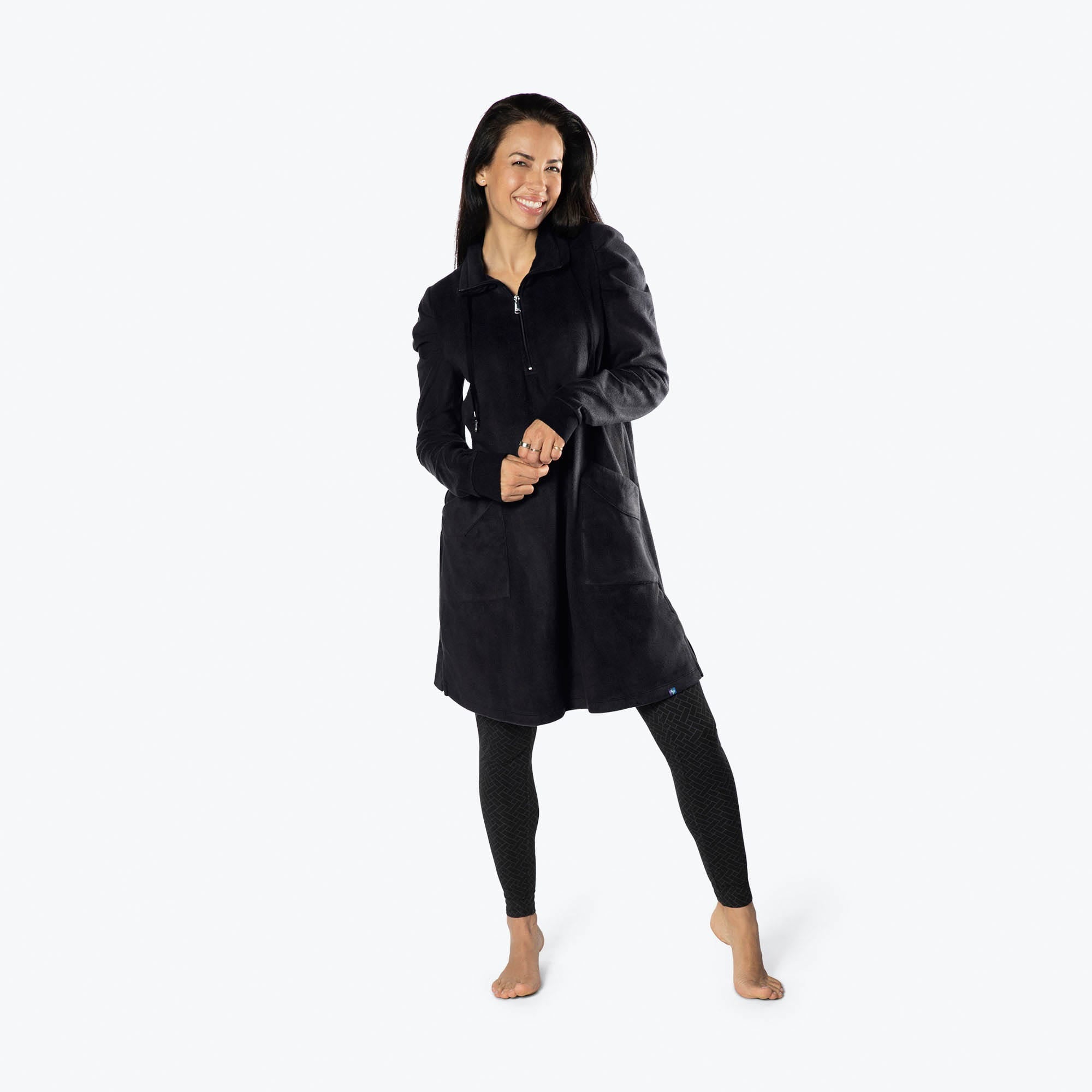 Via Stretch Fleece Tunic - BLACK - ViaStretchFleece_Black_S_01