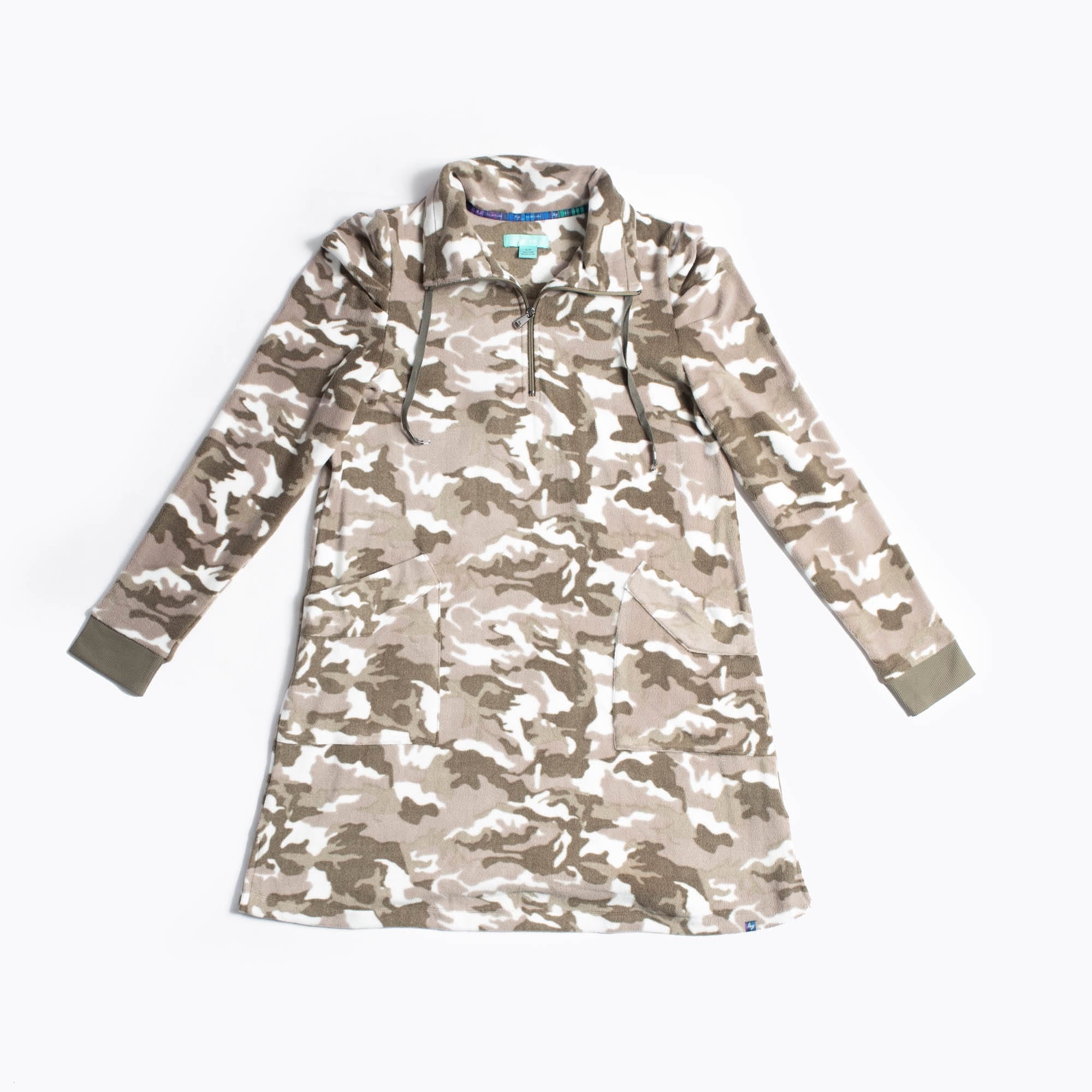 Via Stretch Fleece Tunic - CAMO TAUPE - ViaStretchFleece_CamoTaupe_Flatlay