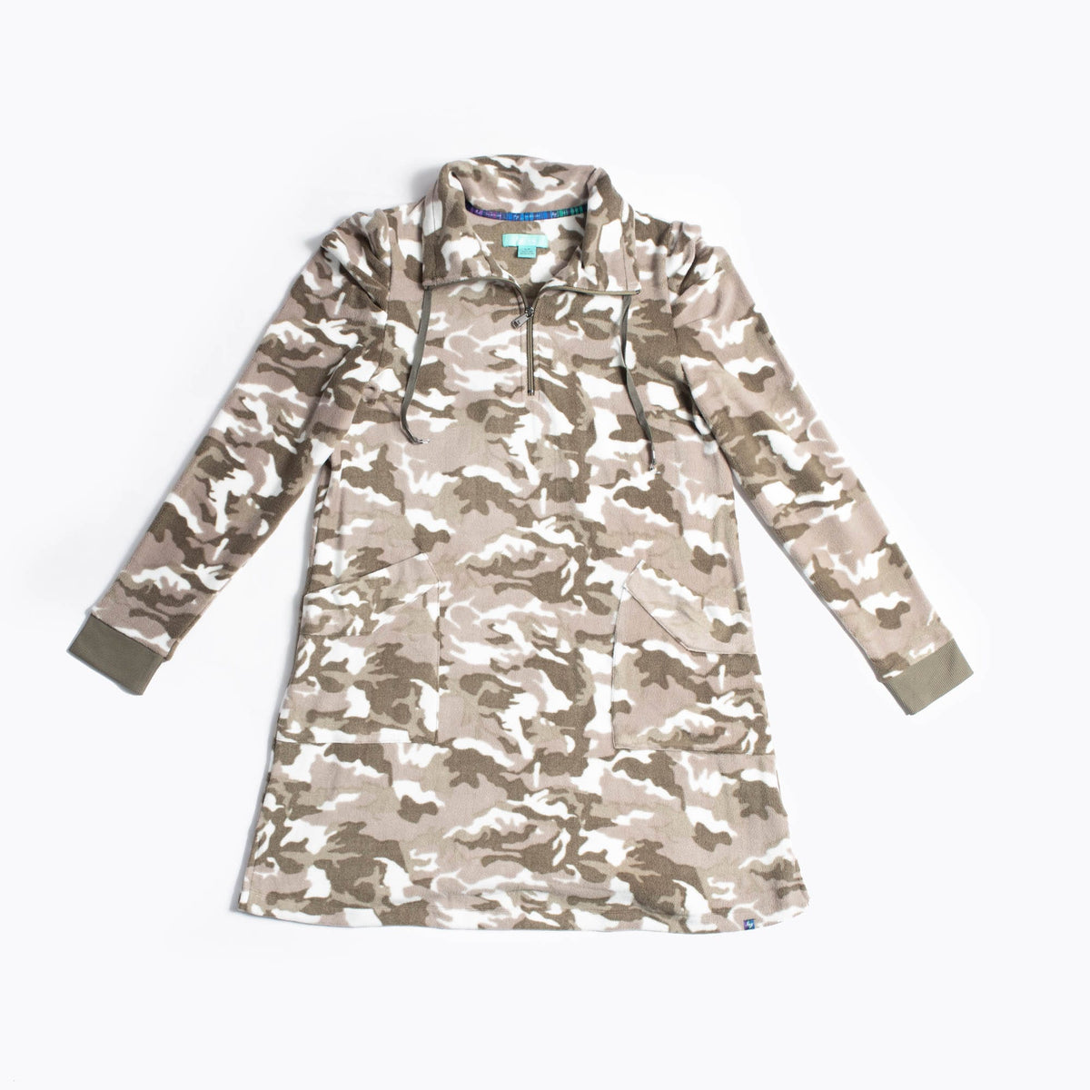 Via Stretch Fleece Tunic - CAMO TAUPE - ViaStretchFleece_CamoTaupe_Flatlay