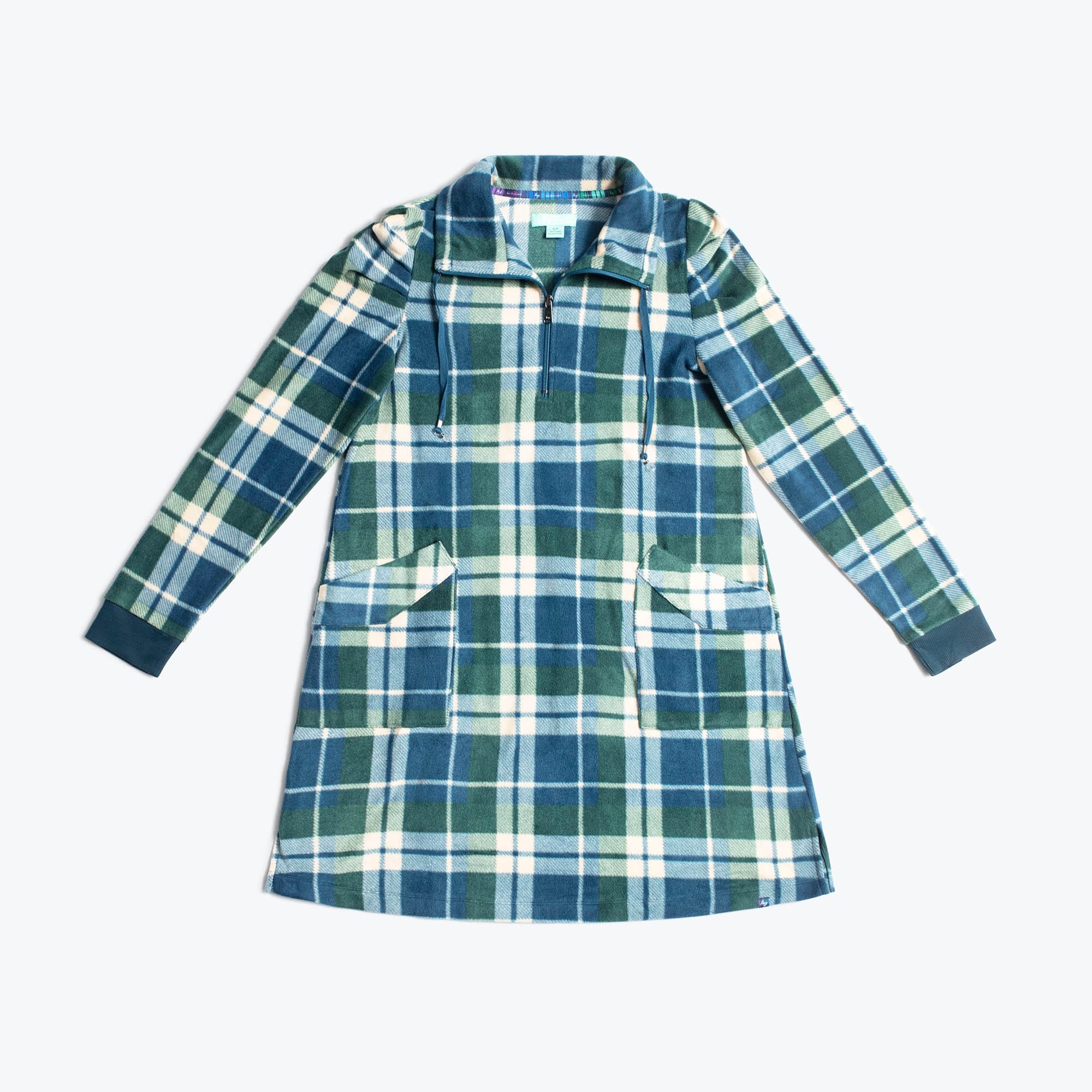 Via Stretch Fleece Tunic - FLANNEL PLAID NAVY - ViaStretchFleece_FlannelPlaid_06_Flatlay_bdeb14fb-485e-4d77-a390-9ac818872566