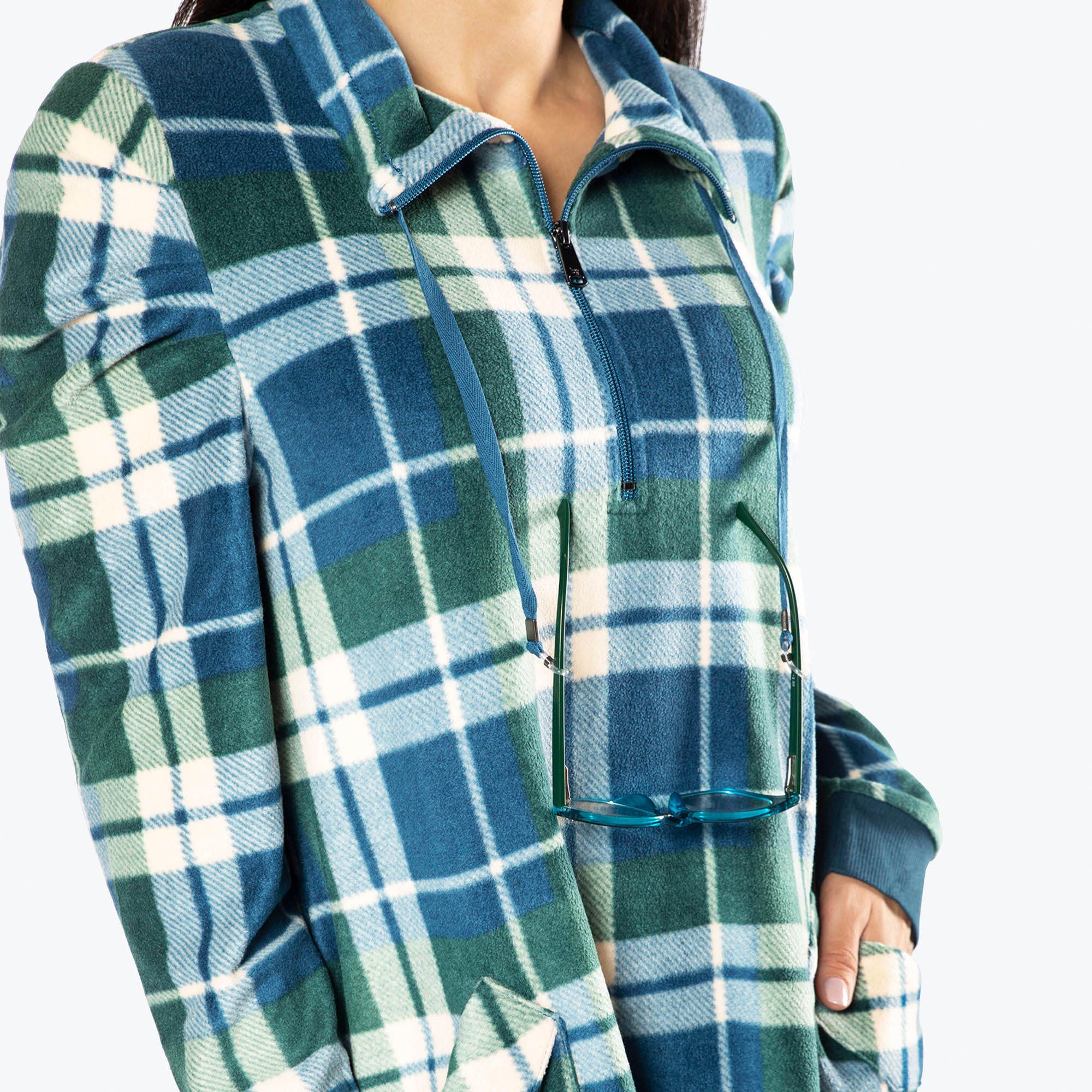 Via Stretch Fleece Tunic - FLANNEL PLAID NAVY - ViaStretchFleece_FlannelPlaid_S_04