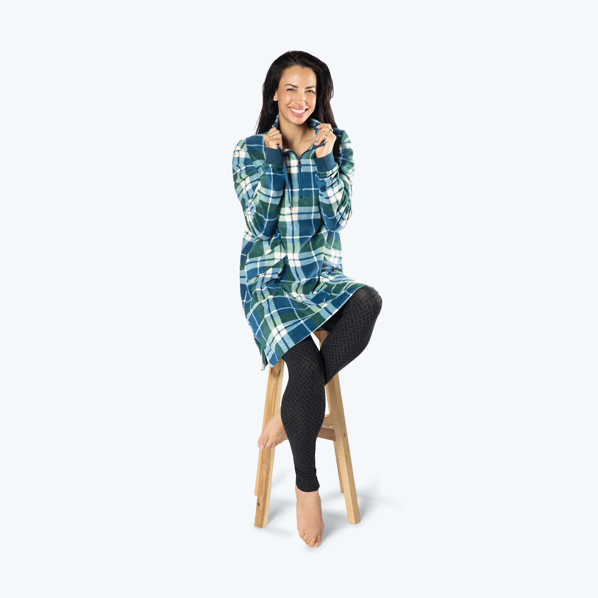 Via Stretch Fleece Tunic - FLANNEL PLAID NAVY - ViaStretchFleece_FlannelPlaid_S_05