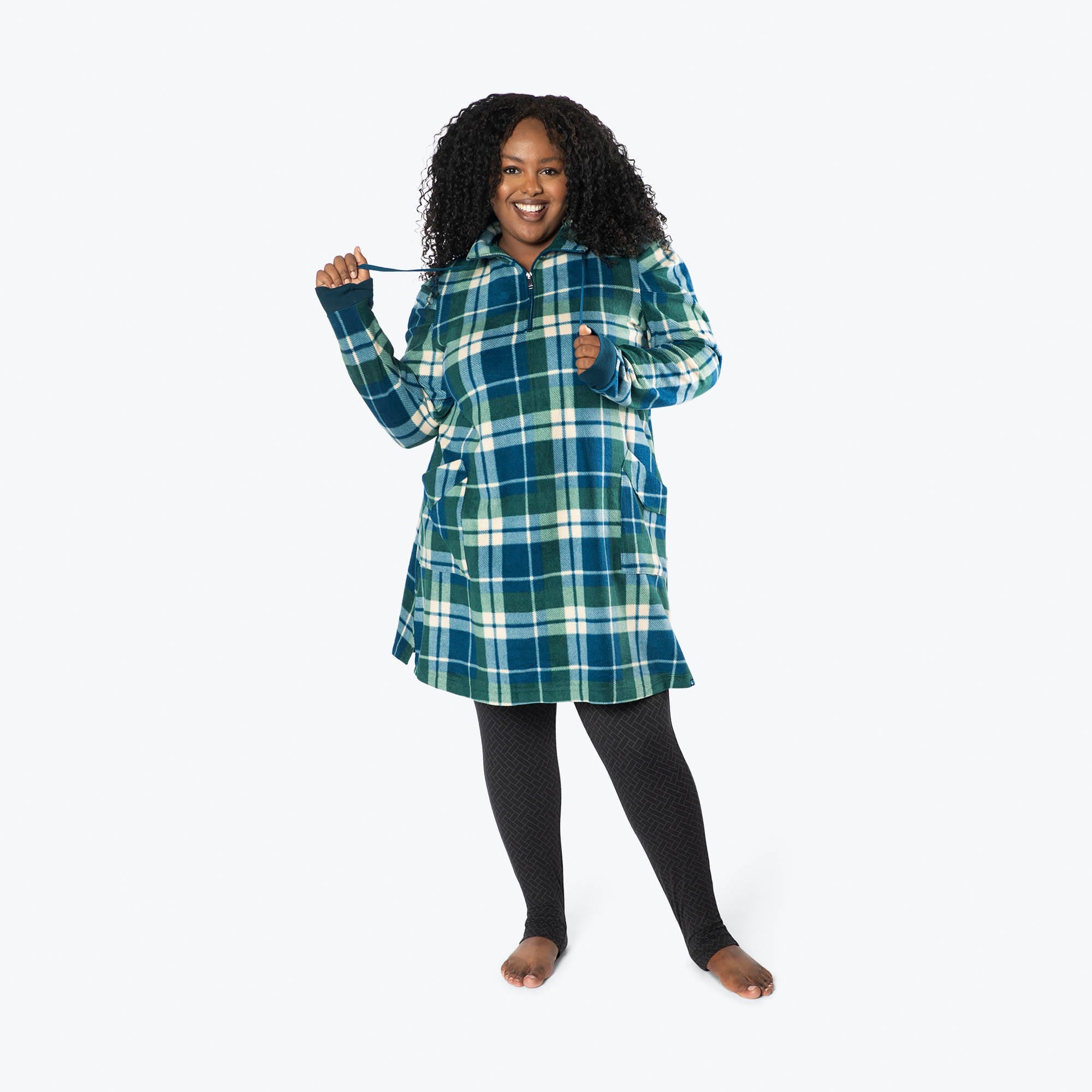 Via Stretch Fleece Tunic - FLANNEL PLAID NAVY - ViaStretchFleece_FlannelPlaid_XL_01