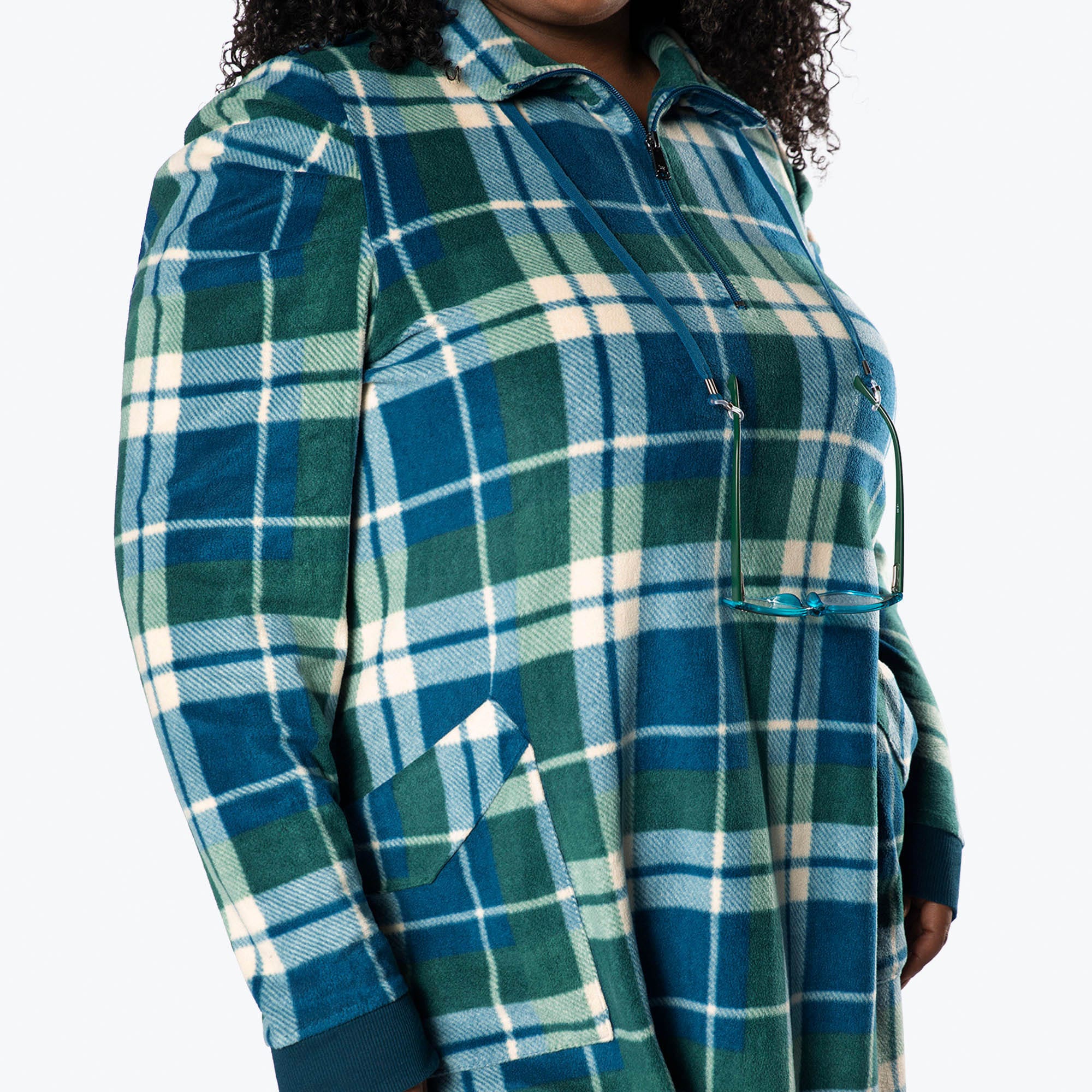Via Stretch Fleece Tunic - FLANNEL PLAID NAVY - ViaStretchFleece_FlannelPlaid_XL_04